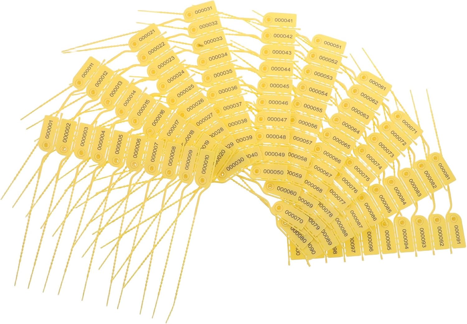 100pcs Tamper Evident Plastic Security Seals Food Packaging Safety Locks Yellow Tear-Resistant Shipping Tags Anti-Tamper Seals for Retail and Food