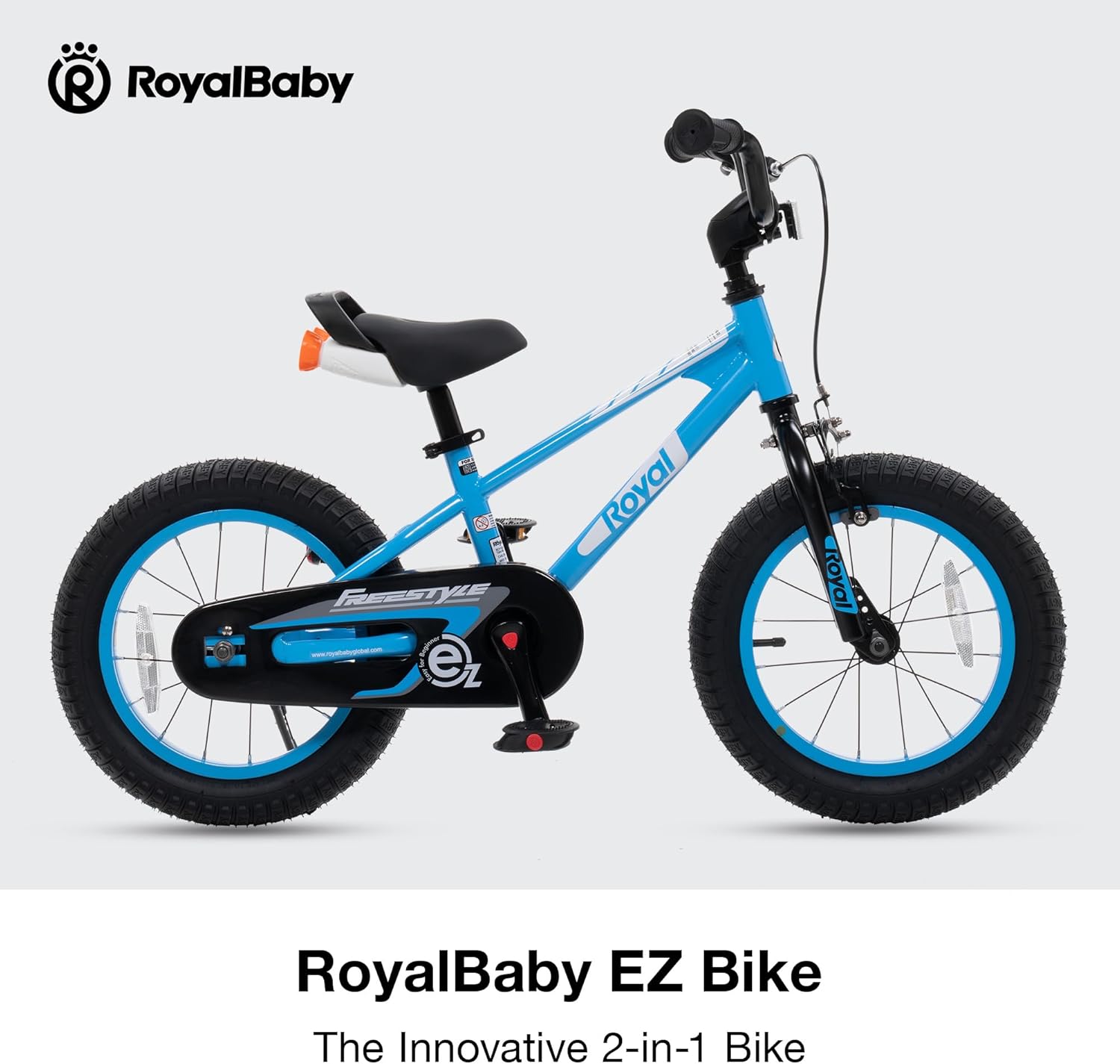 RoyalBaby EZ Freestyle Kids Bike 12 Inch Blue for Beginners