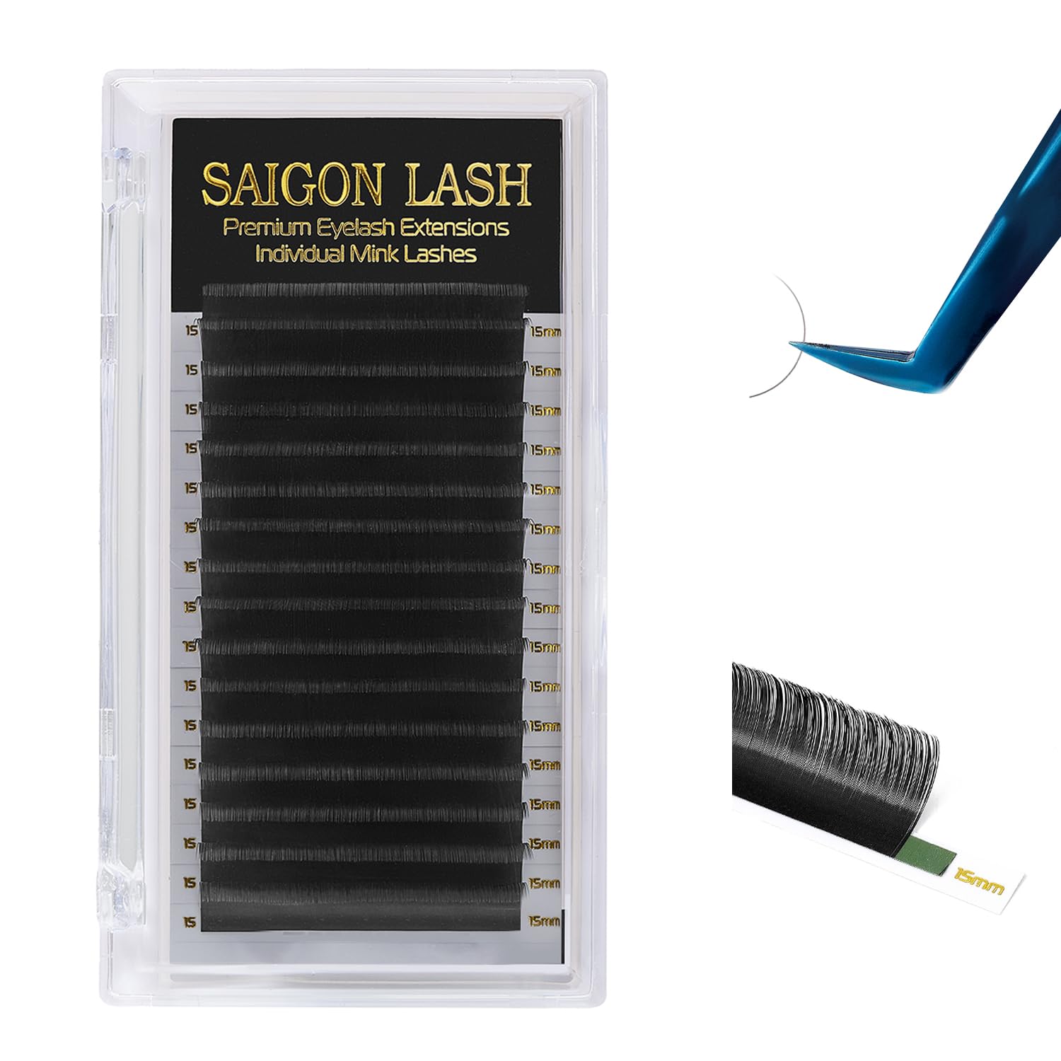 SAIGON LASH Eyelash Extensions, Mink Lash, Volume & Classic Lashes for Professionals, J/B/C/CC/D/L/M Curl, 4-15mm Length, Soft Korean PBT Fiber, 16