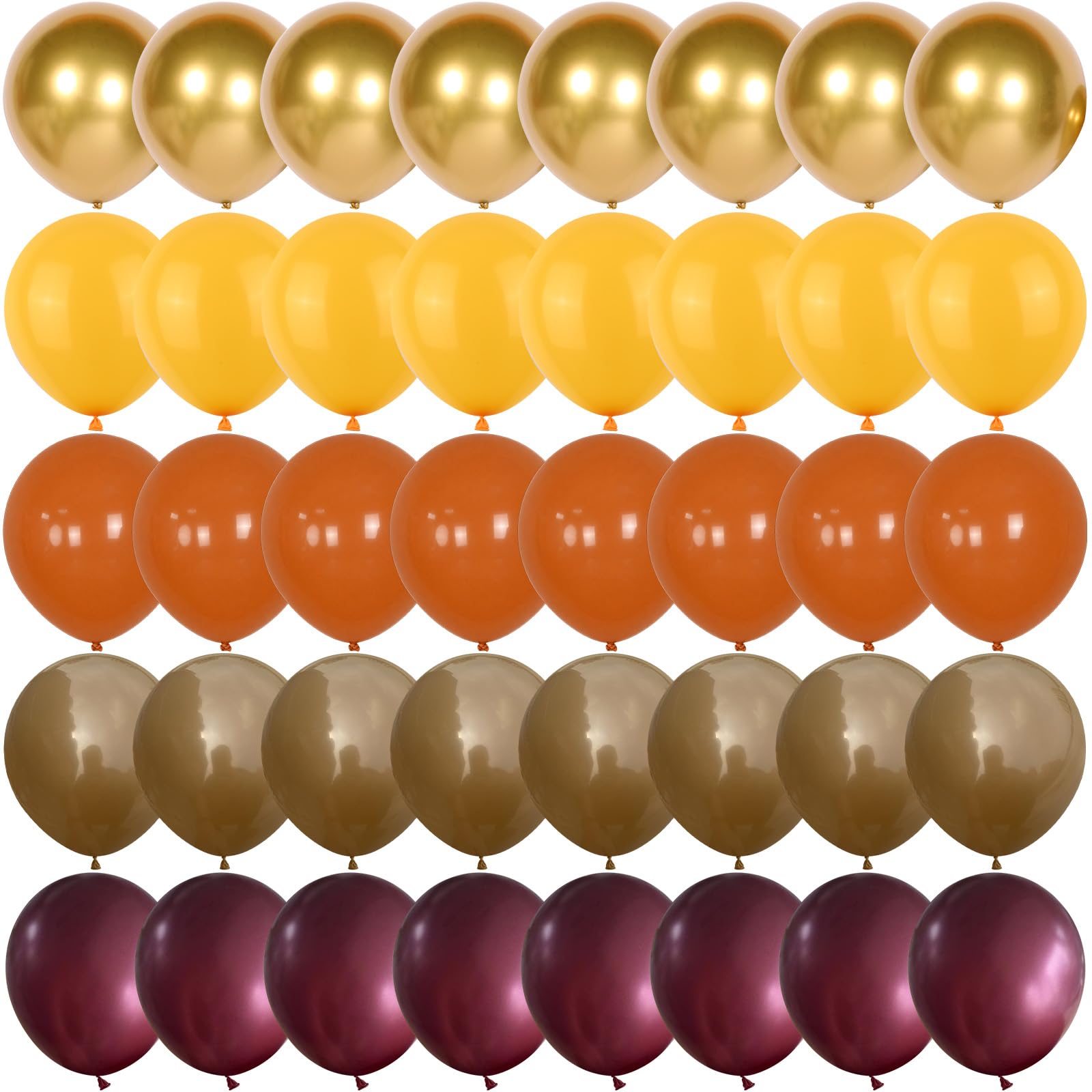 Froova Fall Balloons, 12Inch Orange Yellow Brown Burgundy and Gold Balloons for Autumn Harvest Happy Thanksgiving Baby Shower Birthday Party Decorations