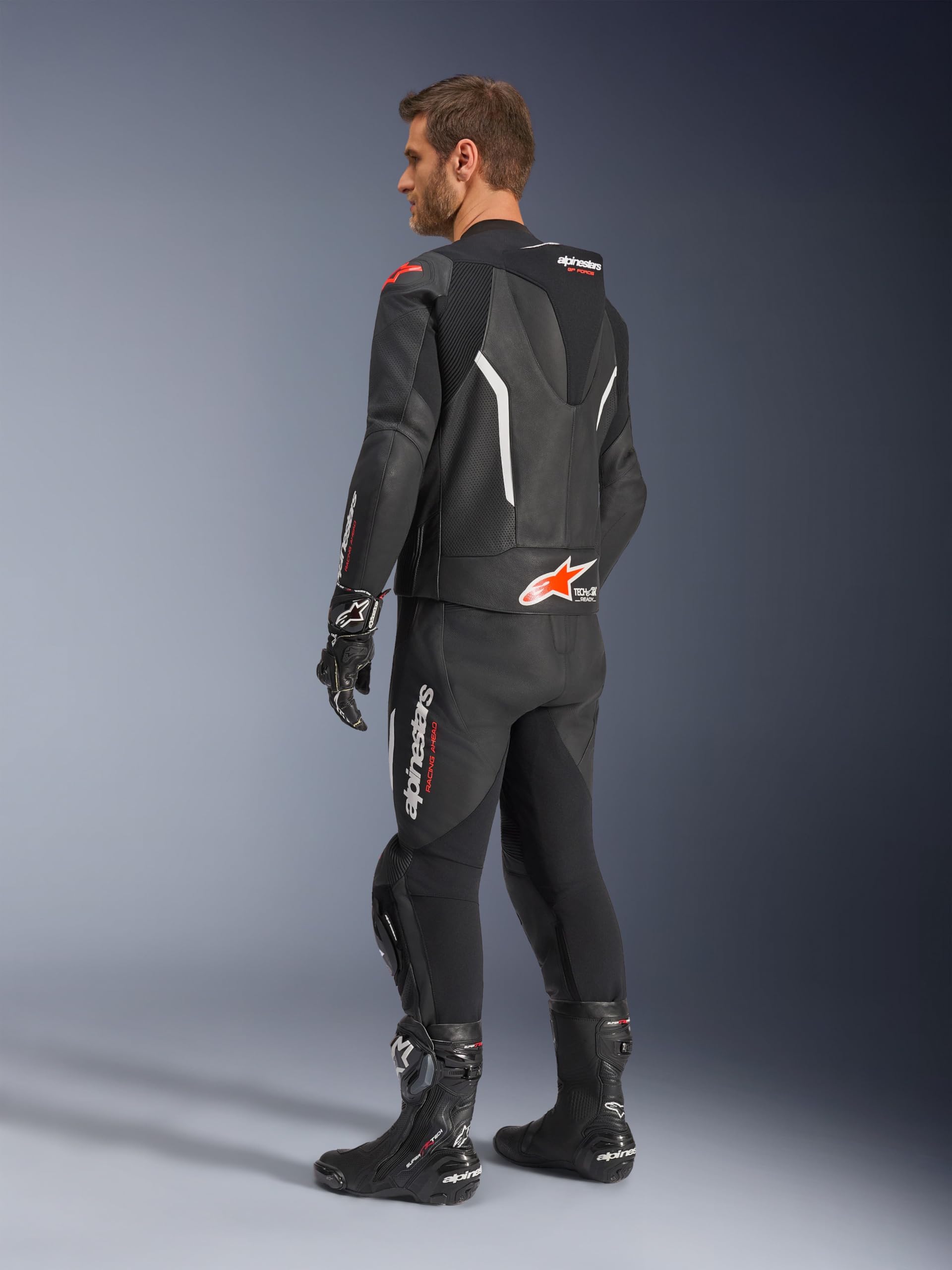 Alpinestars GP Force V2 2-Teiler Motorrad Lederkombi, schwarz/weiß/rot, 58 | Belüftet