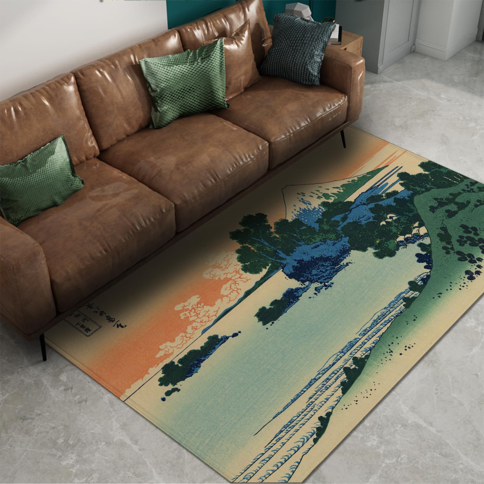 葛飾北斎 赤富士 ラグ (カーペット) 復刻木版画 葛飾北斎 富嶽三十六景