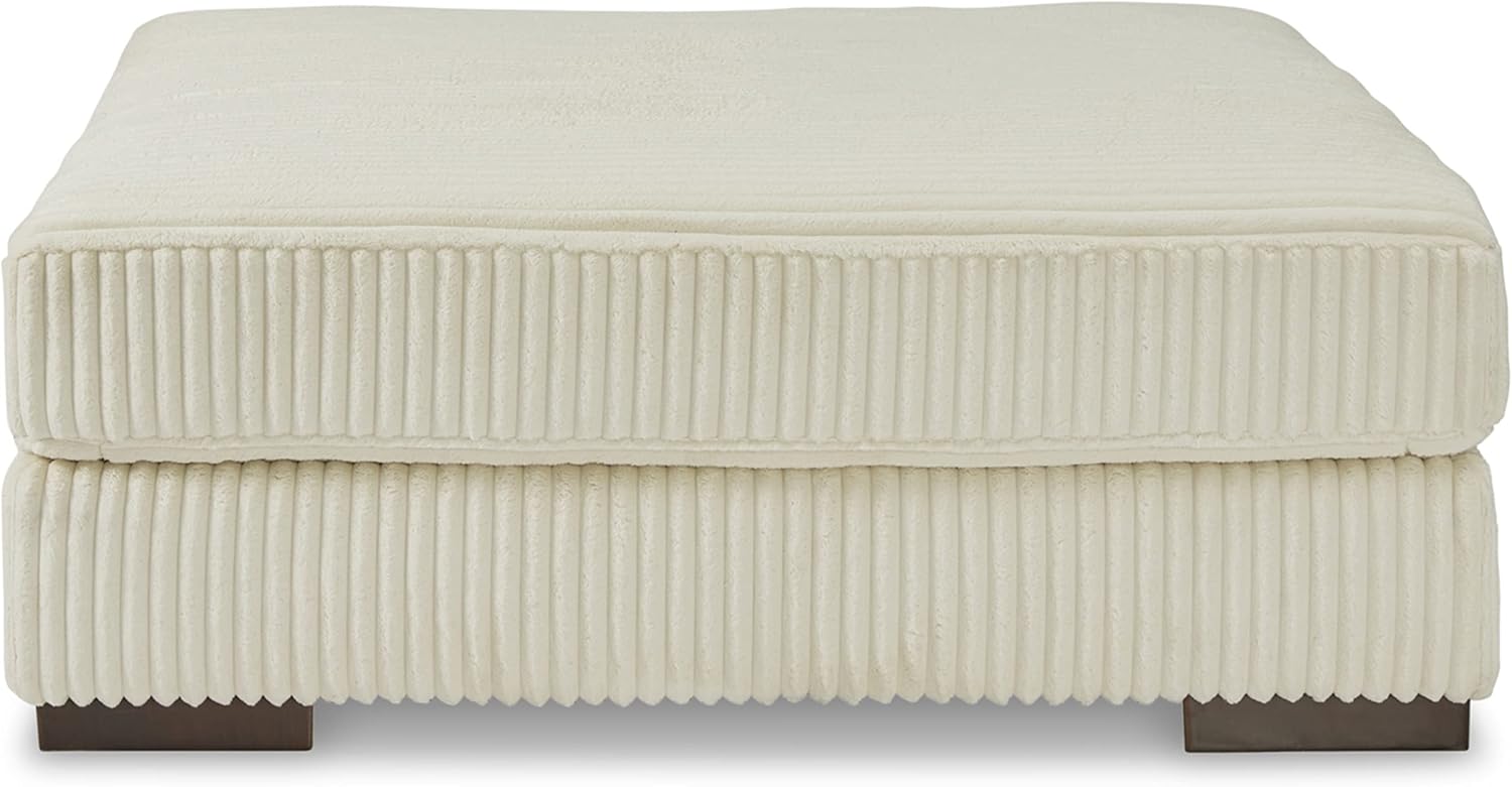 Lindyn Cream Polyester Upholstered Oversized Accent Ottoman