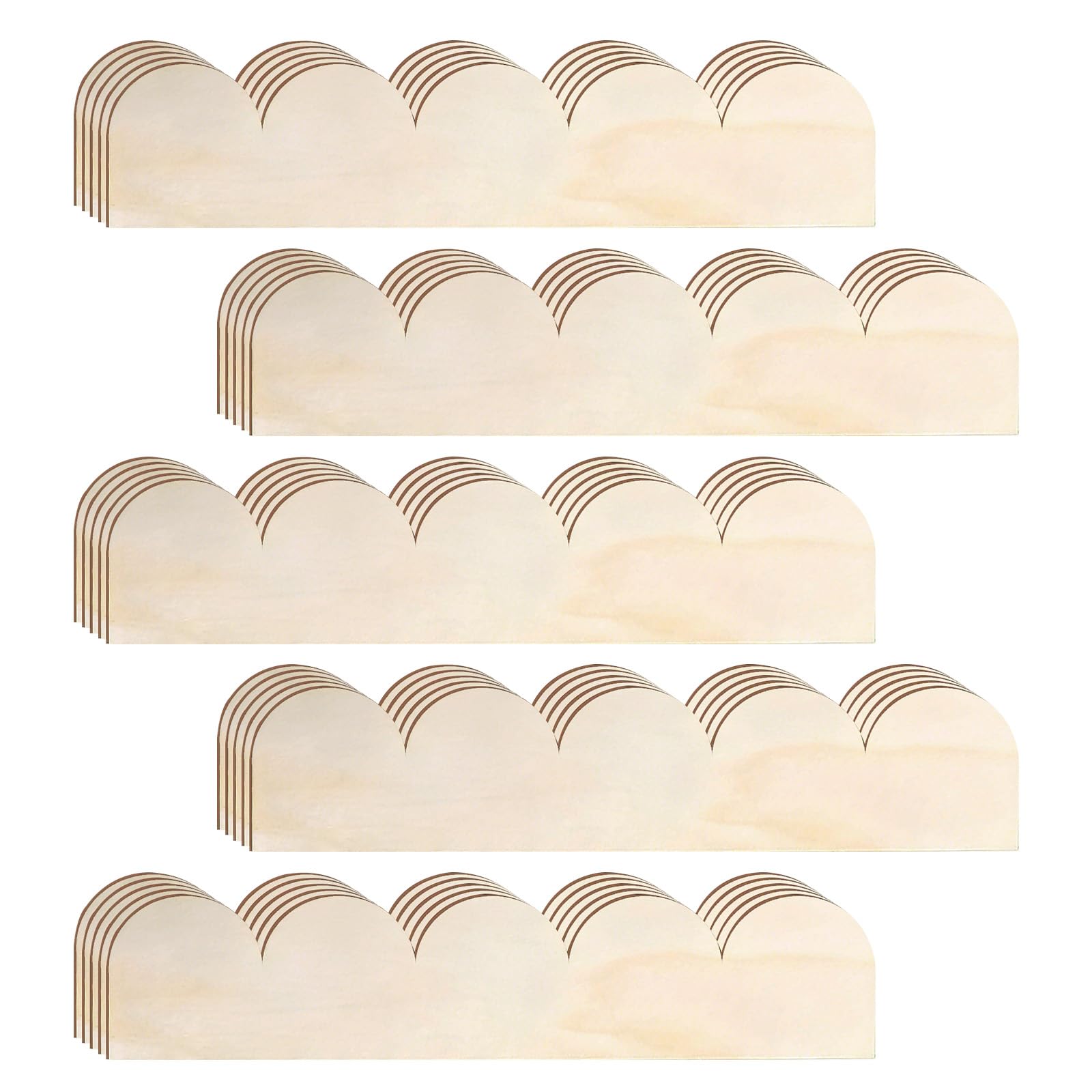 25PCS Wood Wave Trim, Unfinished Scalloped Decorative Wood Trim Wooden Moulding Trims Cute DIY Scallop Wooden Trims Painted Scallop Moulding for Home Wall Door Cabinet Shelf Window Decor