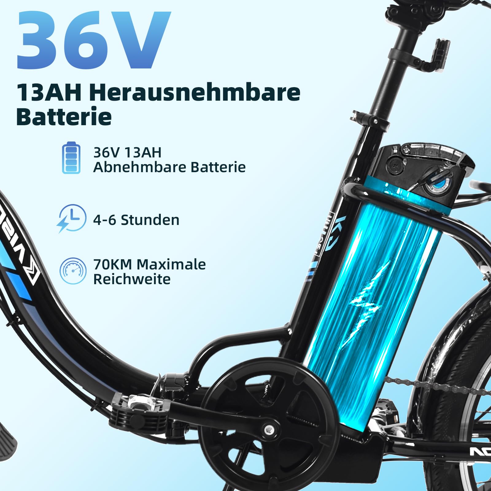 E-Bike Klapprad 20 Zoll Elektrofahrrad Mit 250W Motor 36V 13Ah Abnehmbarem Li-ion Akku Bis 100km Distanz,7-Gang,Pedelec Ebike E-Citybike E-Fahrrad Für Erwachsene