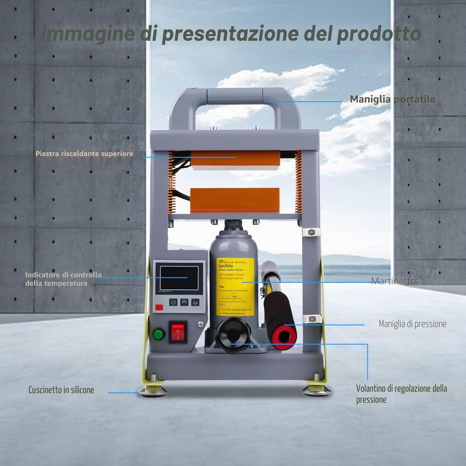 Pressa per colofonia, 5T, 600 W, pressa a caldo idraulica, doppia macchina di estrazione per colofonia, fiori secchi, estratti di piante da fiore, controller preciso