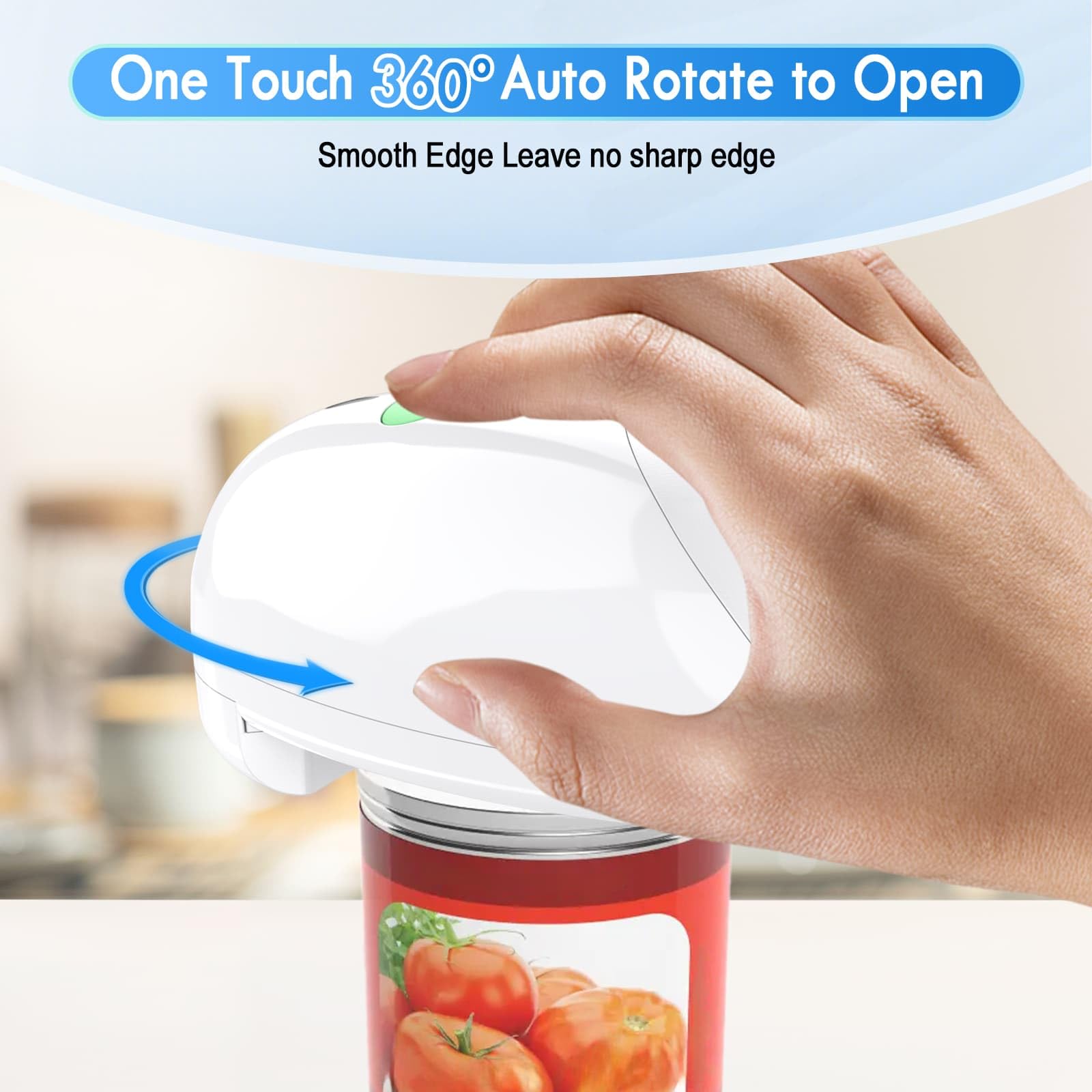 Abrelatas eléctrico, recargable y cable USB, abrelatas automático con operación de un solo toque, seguro para todos los tamaños de latas, abrelatas de cocina para personas mayores, artritis y mamá
