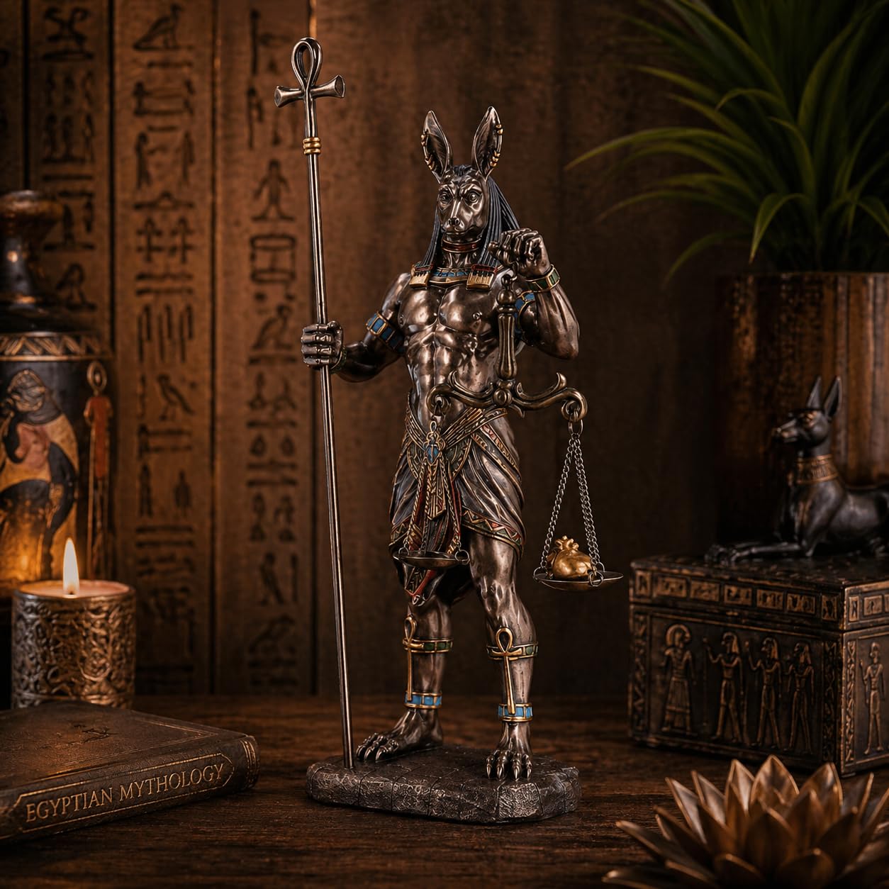 Nemesis Now Anubi statuetta in bronzo del dio egizio dipinto a mano | Decorazione artistica dell'antico Egitto, design originale Nemesis Now