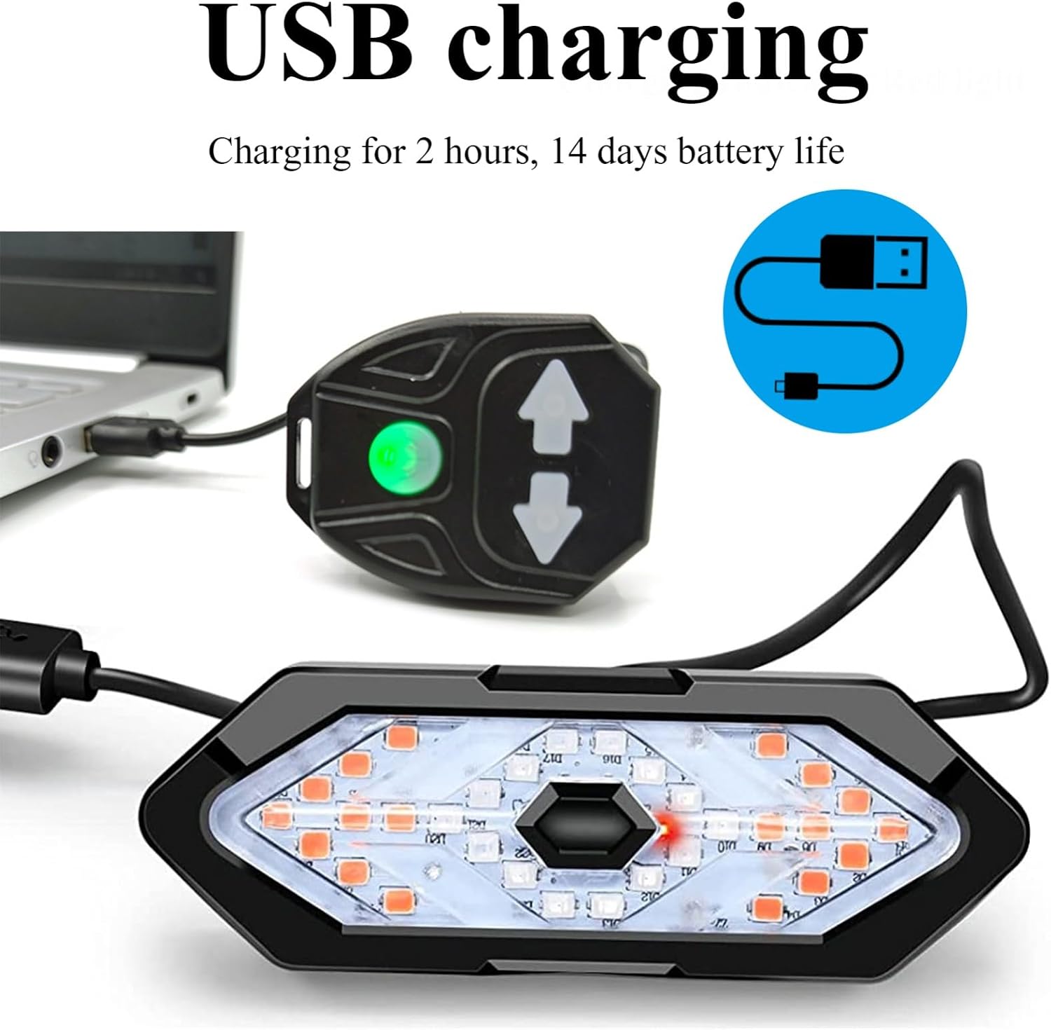 Smart Turn Signals for Electric Scooter USB E Scooter Rear Tail Light with Remote Control & Alarm Horn, Waterproof 5 Modes Bright LED Bike Taillight Compatible with Xiaomi m365 Pro2 Pro 1s
