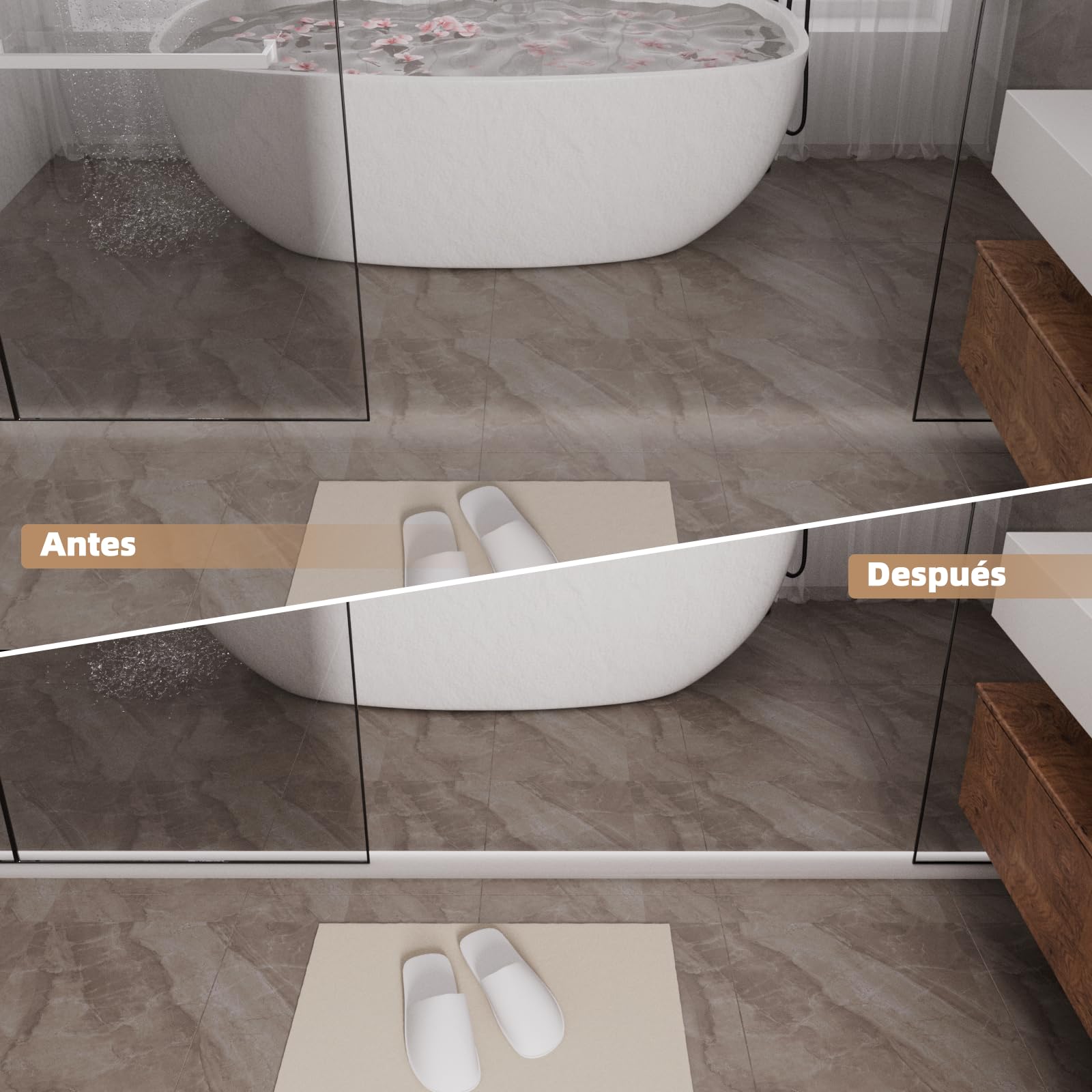 Esufeir 39"/1m Plegable Perfil Silicona Borde Plato Ducha,Autoadhesiva Barrera Ducha Suelo Que No Salga Agua Copete Encimera Cocina,Goma Burlete Junta Vierteaguas Mampara Baño,Umbral Ducha Tira,Blanco