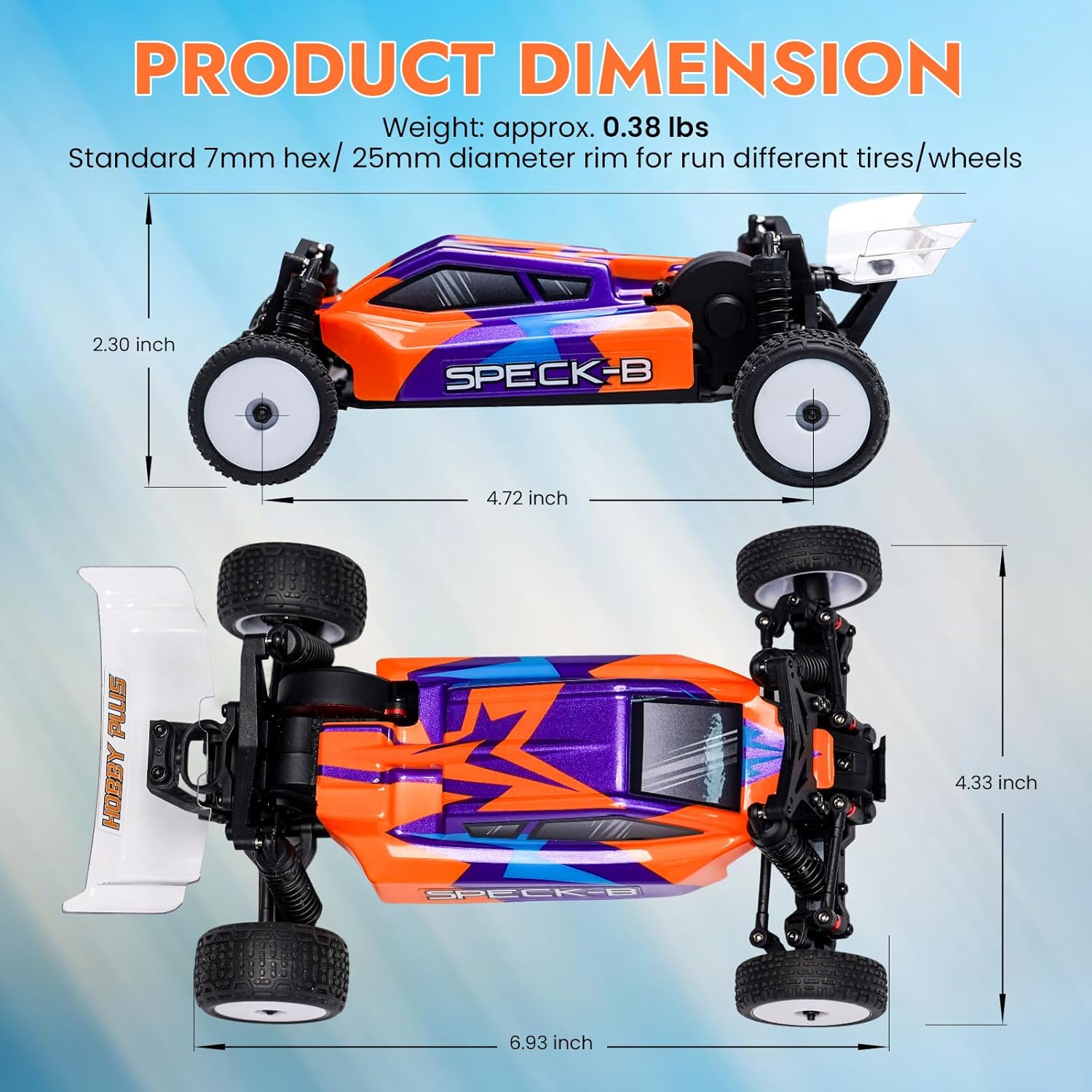 HOBBYPLUS Speck B 1/24 2WD Mini RC Car - RTR RC Buggy, Fast Mini Racing Buggy, Brushless Ready with Oil-Filled Shocks – Indoor Remote Control Car Racing Vehicles for Adults (Razor Orange)