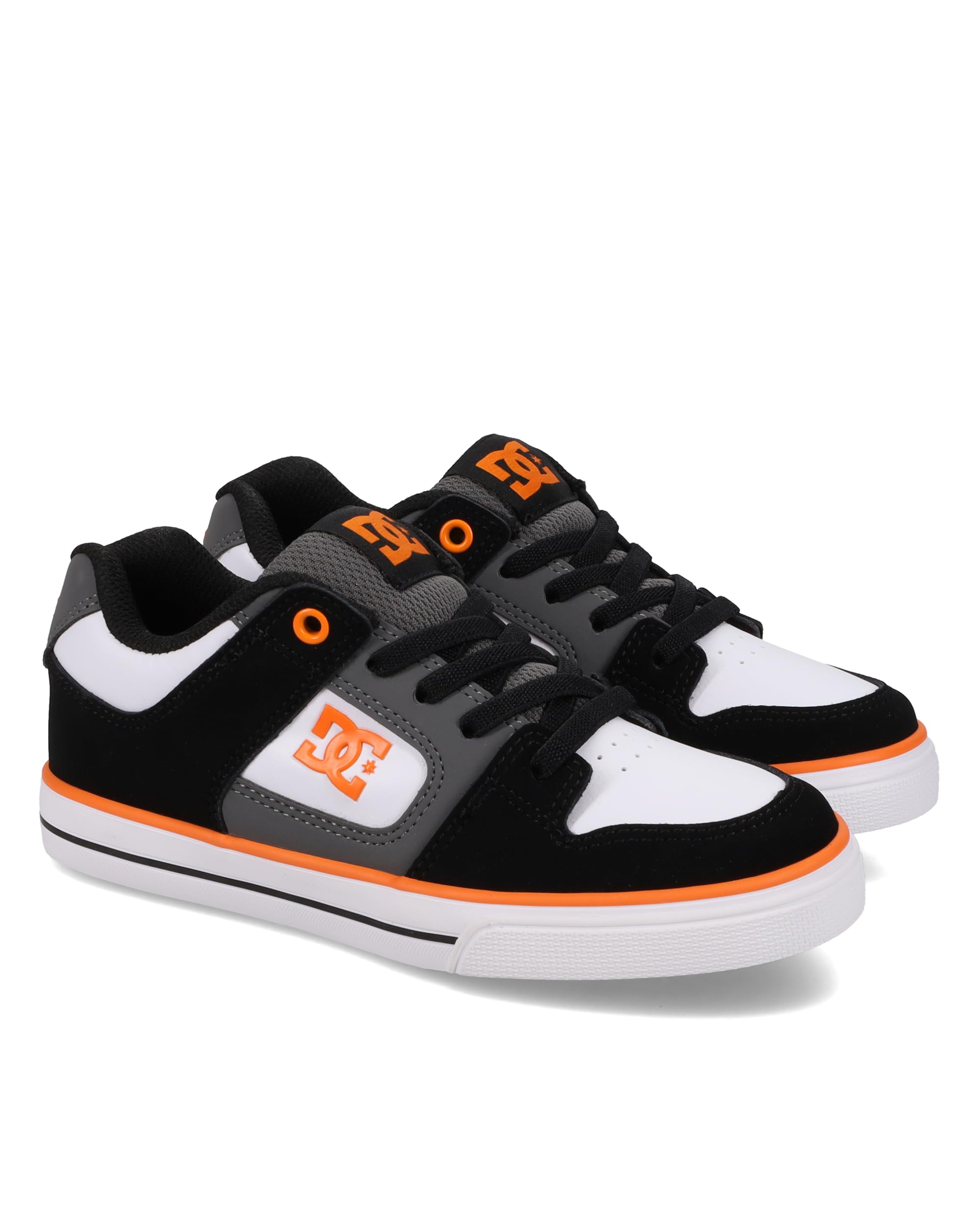 DC Shoes Pure Elastic Skate Shoe, Black/Grey/Orange, 7 US Unisex Big Kid