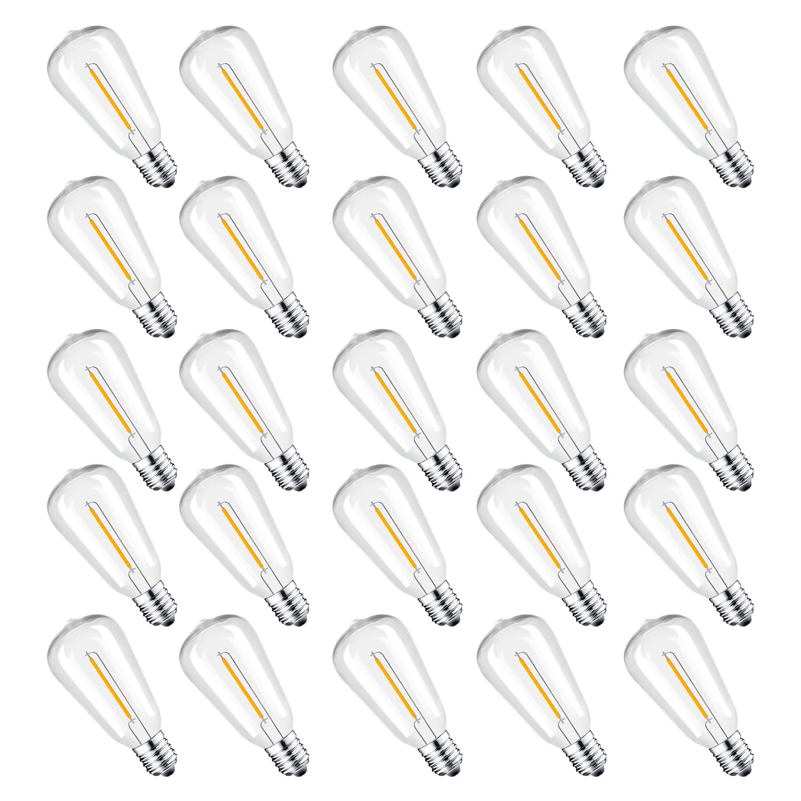 50 Packs ST38 LED Edison Bulbs,0.6Watt E12 Base Small Vintage Light Bulbs Equivalent to 7W Incandescant, 2700K Warm White Bulbs for ST38 String Lights