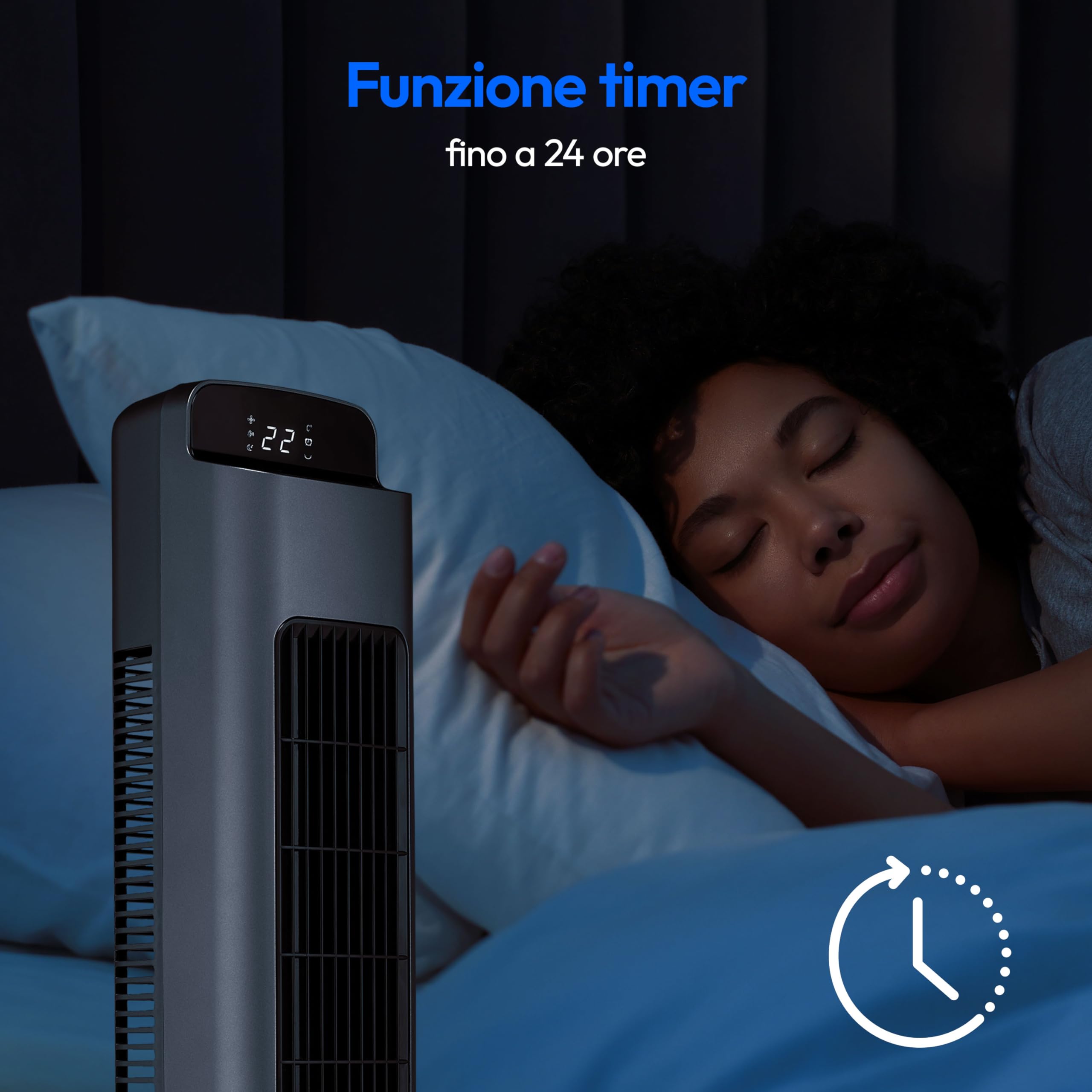 MEDION Ventilatore a torre MD10809, Ventilatore silenzioso con 5 livelli di velocità, Ventilatore portatile con telecomando, Ventilatore a colonna con rotazione di 80 gradi