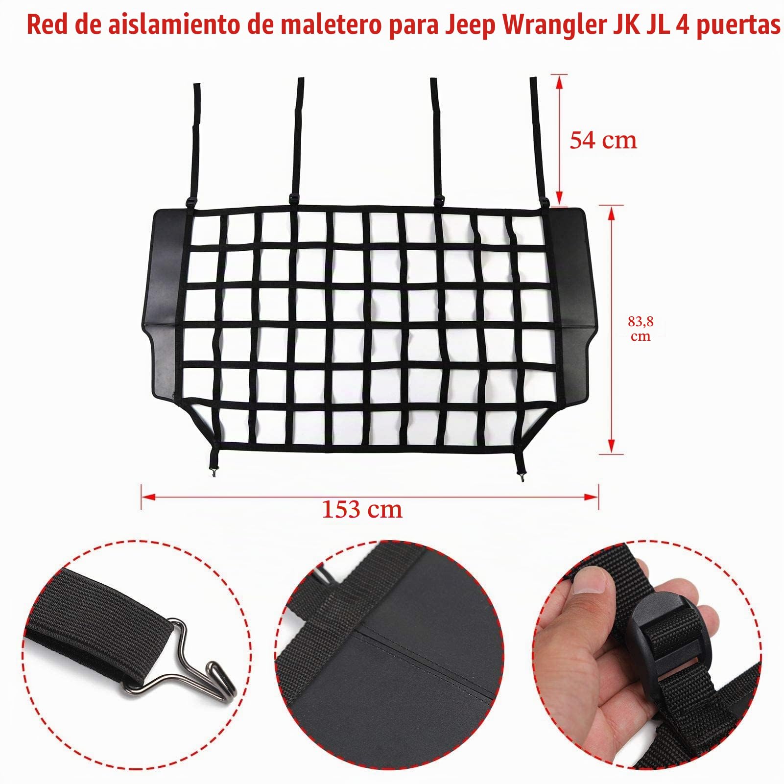 Red de Seguridad para Mascotas, Malla Protectora para Perros para Jeep Wrangler JK JL de 4 Puertas (2007-2025), Ideal para Mascotas Medianas y Grandes.