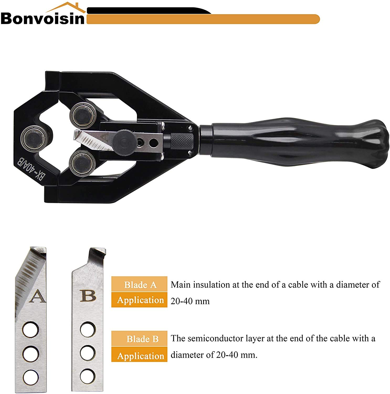 Bonvoisin Pinze spelafili multifunzione per cavi spellafili spelafili per pelare strati isolanti di diametro 20 ~ 40 mm cavi 10kv (lame B + B)