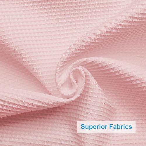 Miniatura 4 de AmazerBath Cortina de ducha de punto gofre, cortina de ducha de tela rosa rubor con tejido de gofre, cortinas de ducha de baño de calidad de hotel,