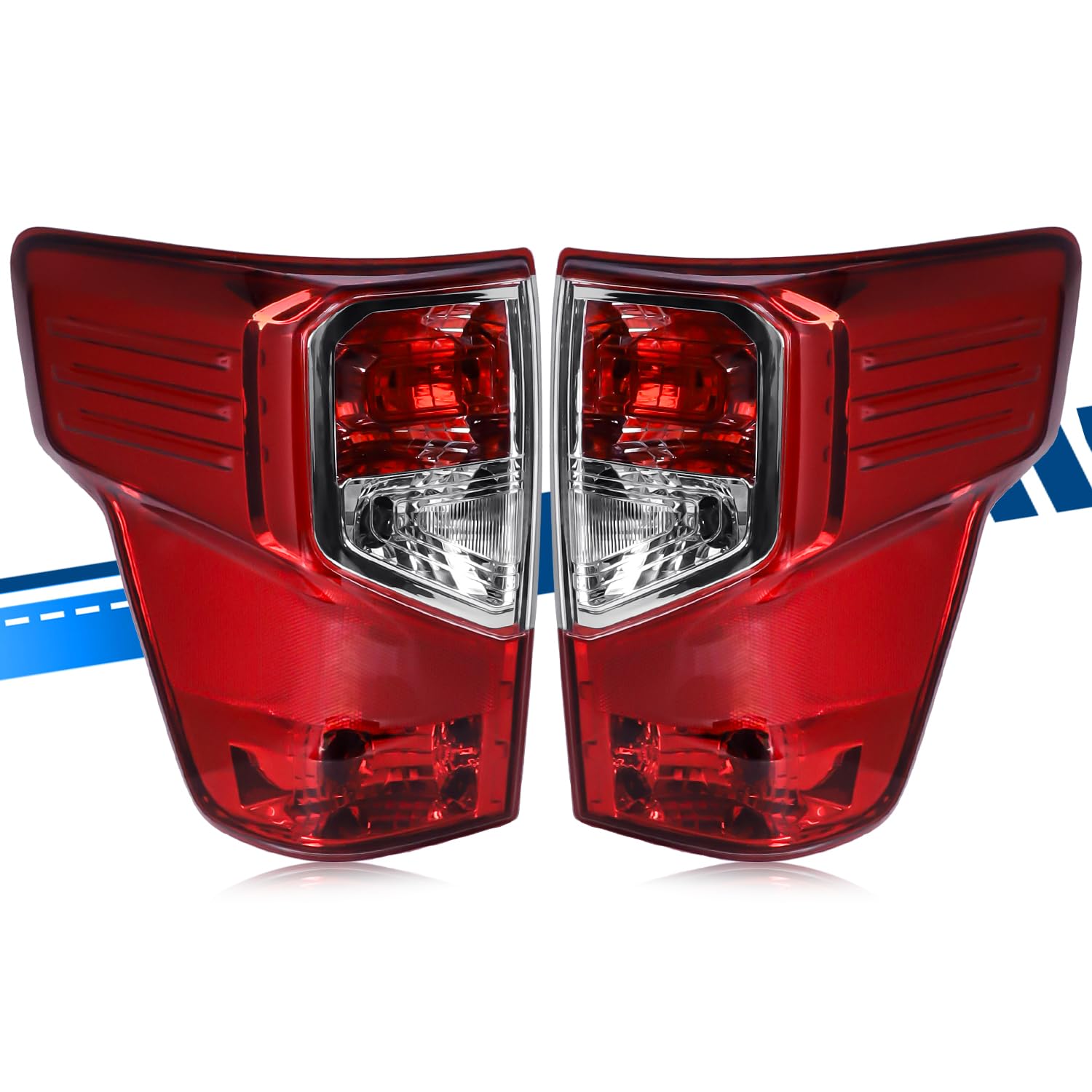 Photo 1 of Tail Light Assembly Compatible with Nissan Titan 2017-2023 / Titan XD 2016-2023, Halogen Type Rear Lamp with Bulbs Replacement for 26555-EZ23D 26550-EZ23D, Red+Red Lens, Left and Right Side
