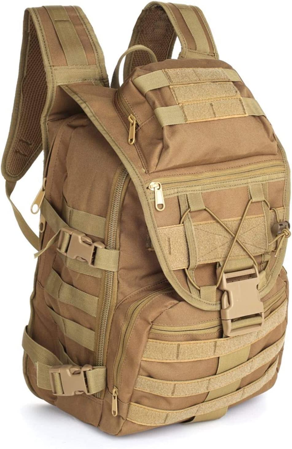 Taktischer Rucksack Tagesrucksack Militär-Fans Schultertasche Reisen Wandern Camping Outdoor-Sportausrüstung Laptop-Rucksack Range-Tasche (Khaki)