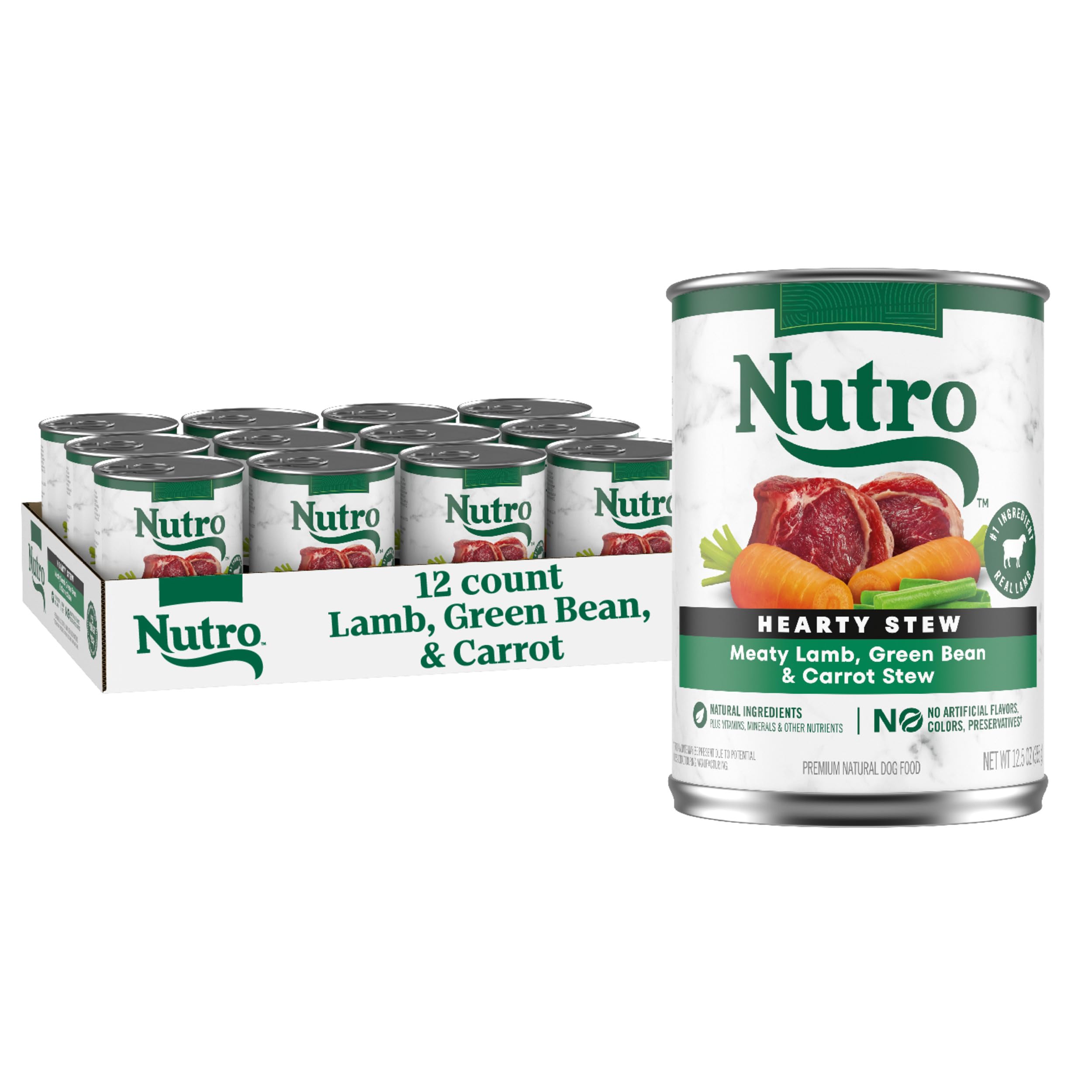 Hearty Stew Cuts in Gravy Adult Wet Dog Food Lamb Recipe, 12.5 oz Cans (12 Count, Pack of 1)