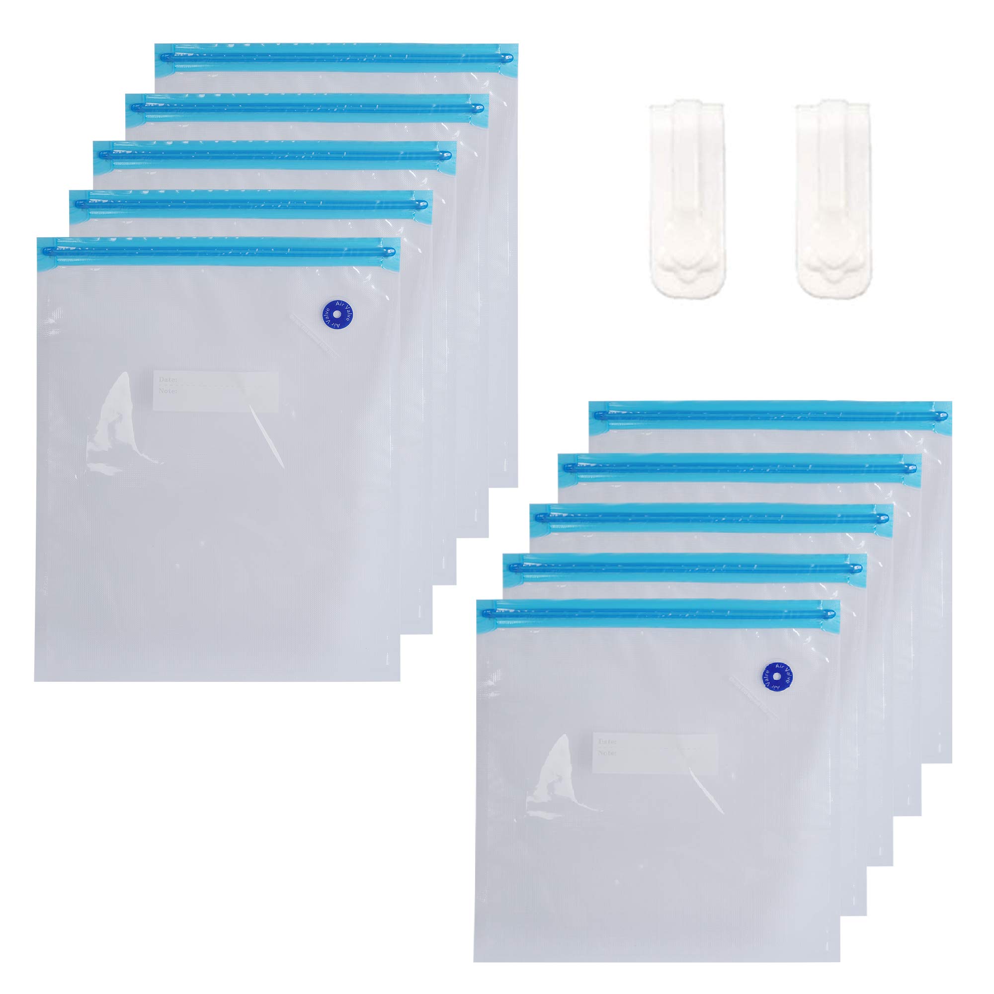 HESTIA 20 Pieces 2 Size Vacuum Zipper Bags, Gallon & Quart, Double-layer Zippers, BPA Free, Reusable Food Storage Bags