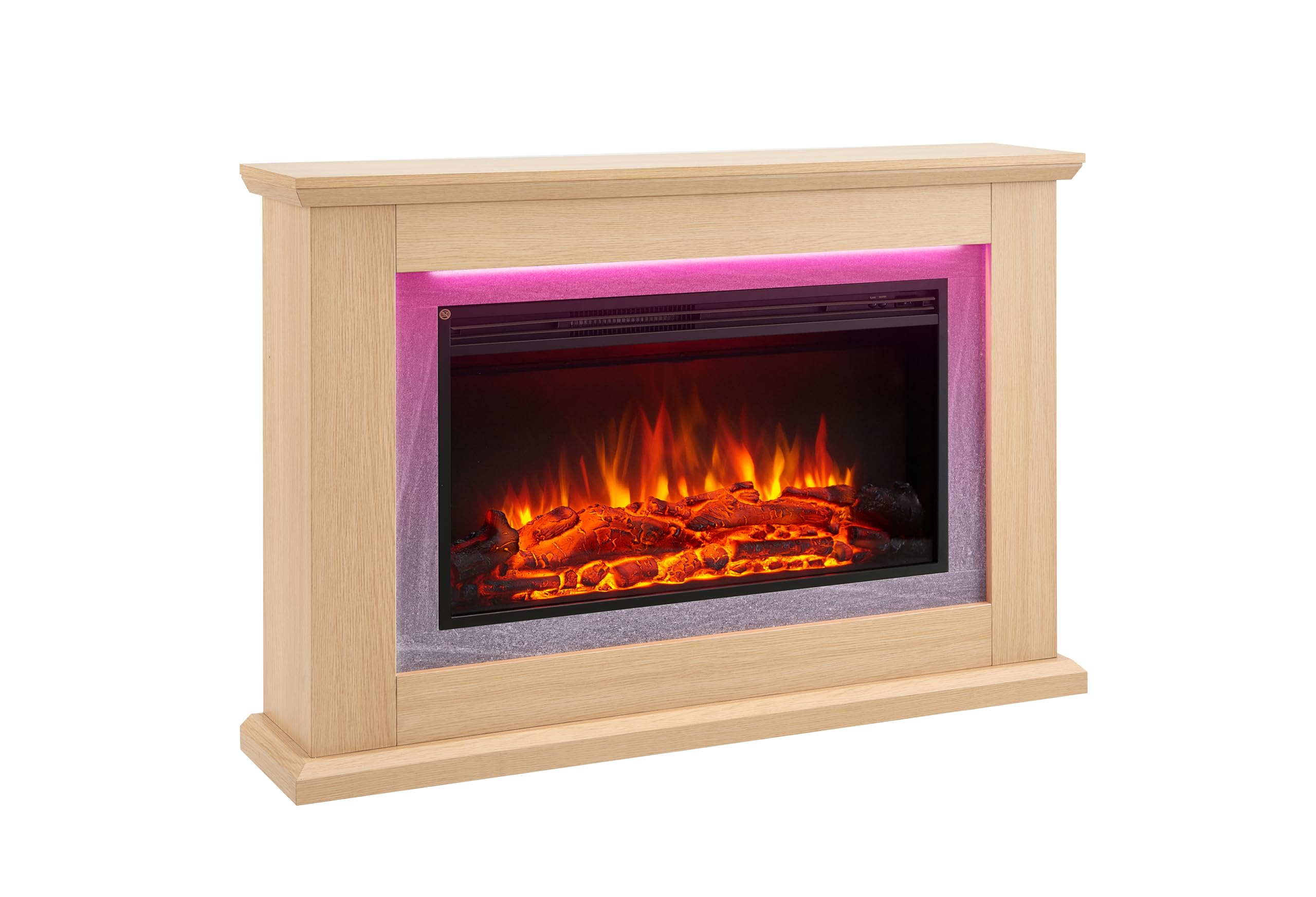 Flamme Natural Oak Evora Fireplace With 47'' Surround With 2Kw Fireplace Heater Multiple Colours Available