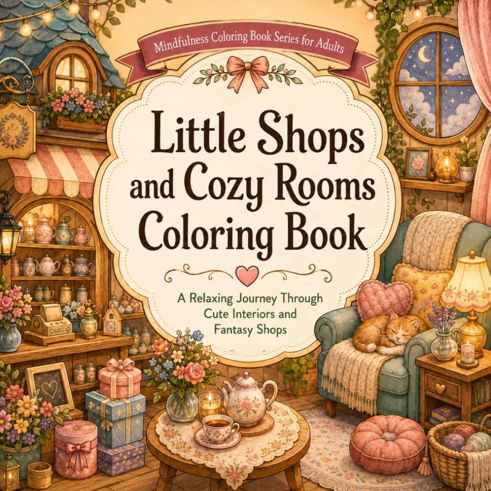 Little Shops and Cozy Rooms Coloring Book: A Relaxing Journey Through Cute Interiors and Fantasy Shops