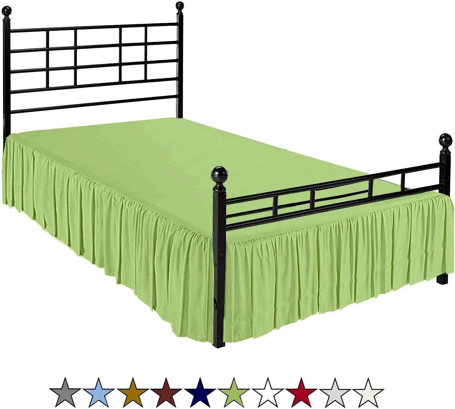 COTTINGOS Ruffle/Gathering BedskirtSage, Queen Size Bed Wrap Platform (+18 inch
