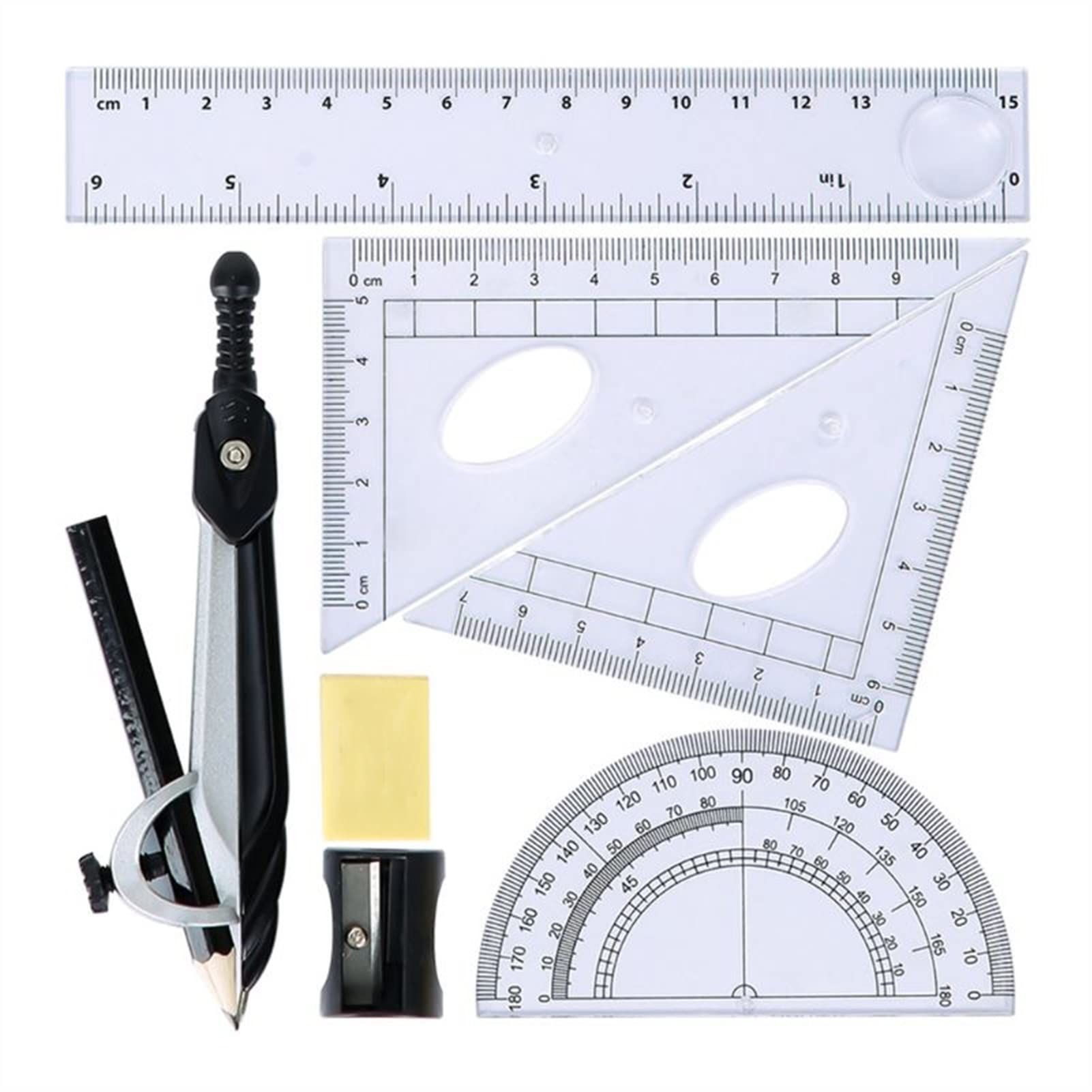 Kompass-Set, Mathematik-Kompass, Geometrie-Zeichenzirkel, Lineal, Dreieck-Lineal, Mathematik-Werkzeug-Set, Schul-Desktop-Zubehör, Kompass-Sets