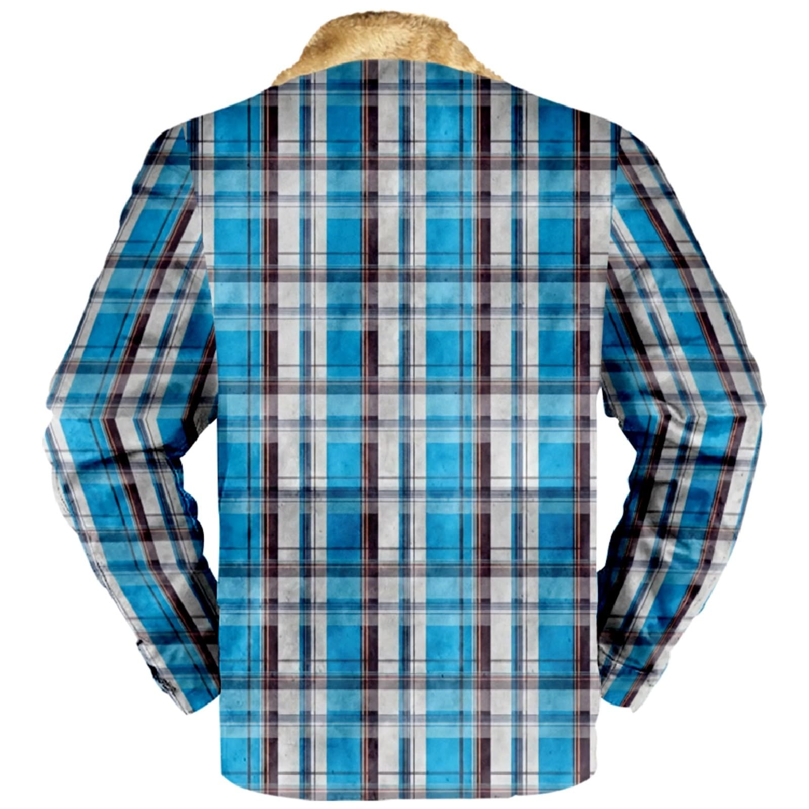 Giacca invernale da uomo foderata in pile a quadri, calda giacca a vento in stile vintage western con tasche con cerniera