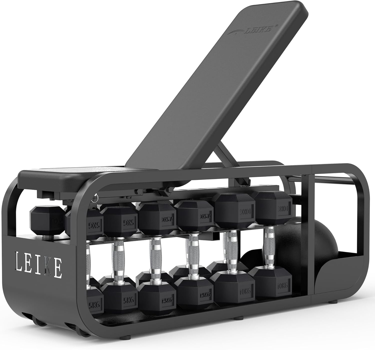 leikefitness Adjustable Weights Bench, Multifunctional Strength Training Bench, Combining a Cast Iron Stand, Adjustable Bench, Dumbbell Storage Box in One Compact Unit