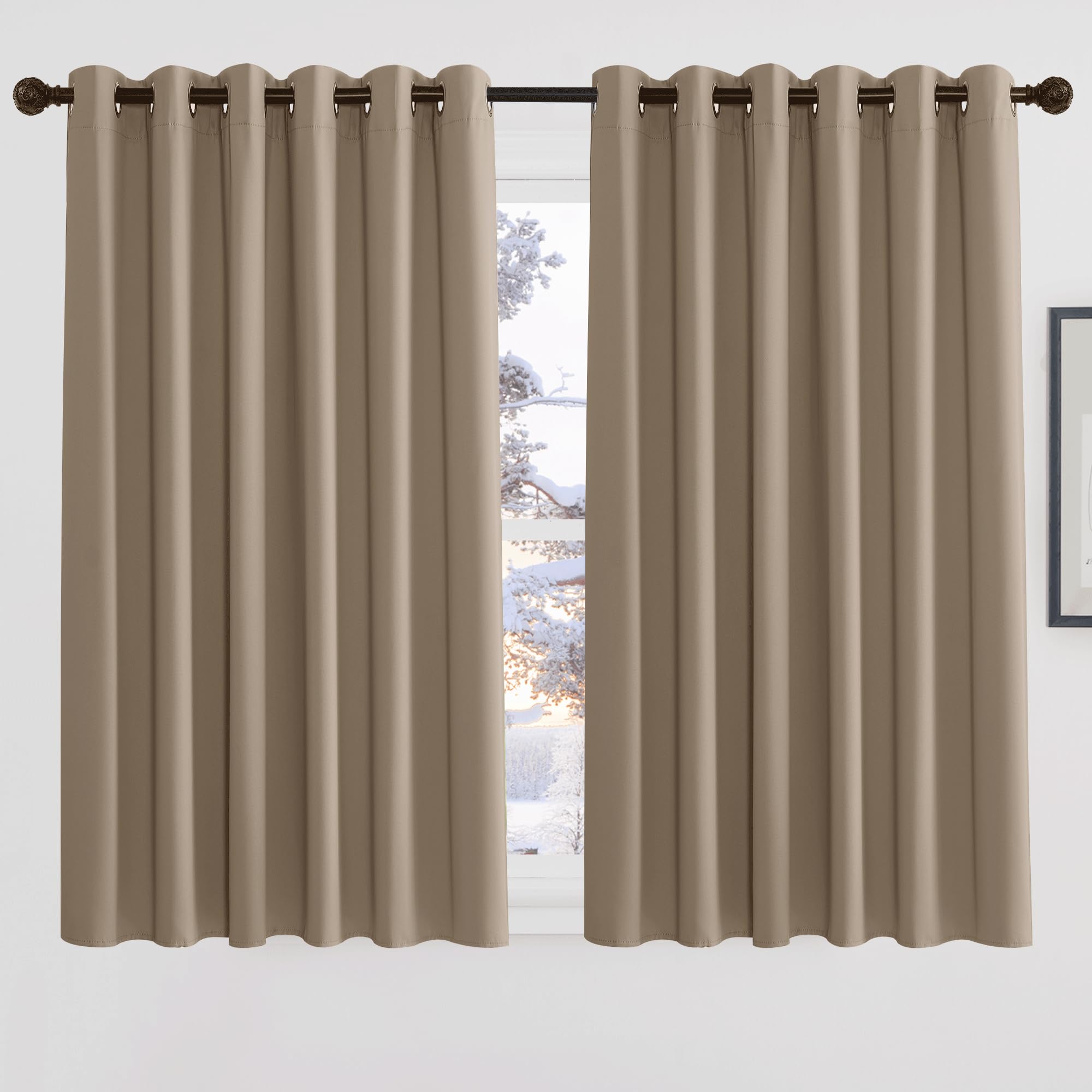 PONY DANCE Bedroom Blackout Curtains 90x54 Inch Eyelet Thermal Insulated Extra Wide Curtains & Drapes for Room Darkening / Privacy Protection