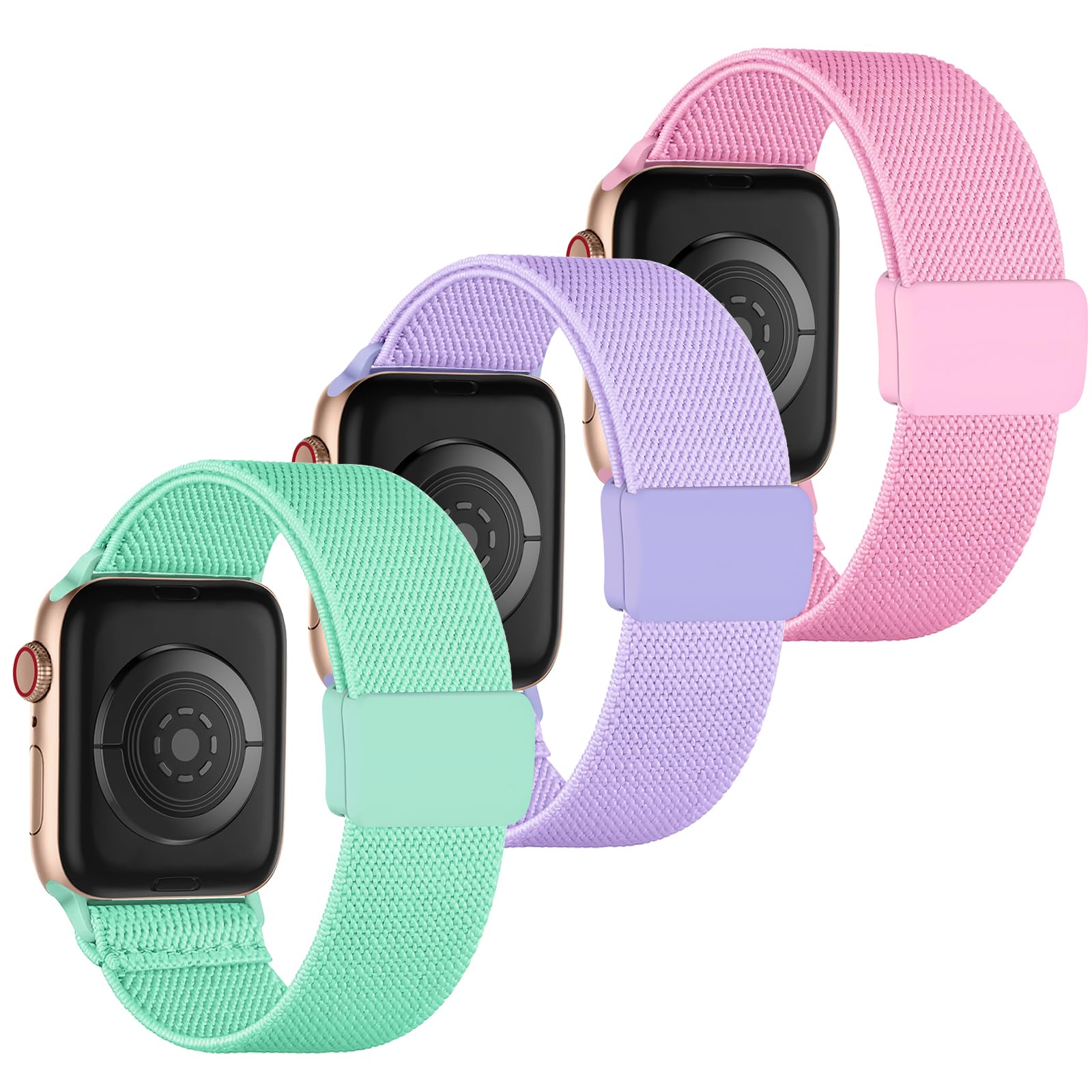Bracelet extensible compatible avec Apple Watch pour enfants, bracelet en nylon tressé souple avec fermoir à clipser réglable pour iWatch Series 9 8 7 6 5 4 3 2 1 SE
