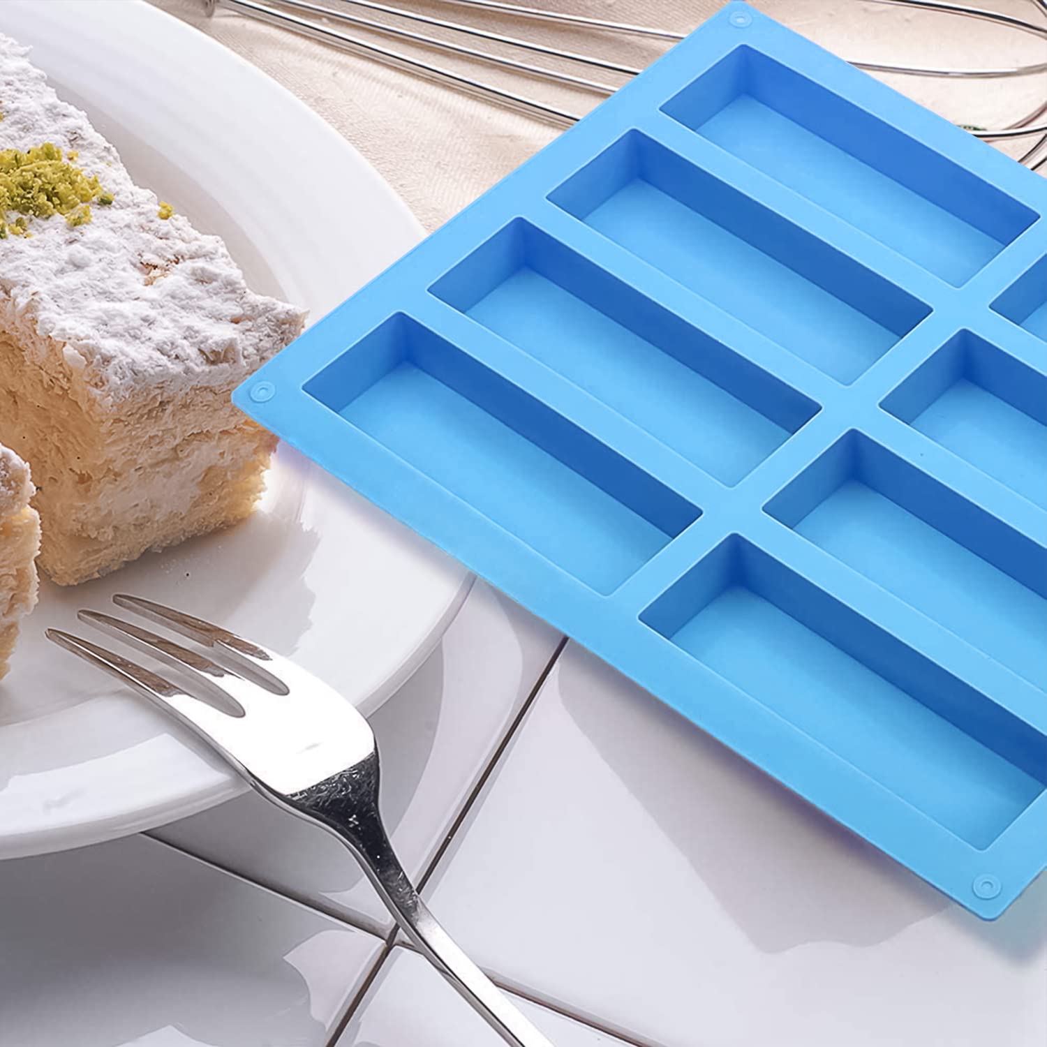 2 Moules à Barres De Céréales En Silicone - 8 Cavités Rectangulaires - Pour Granola, Chocolat, Gâteaux - Alimentaire