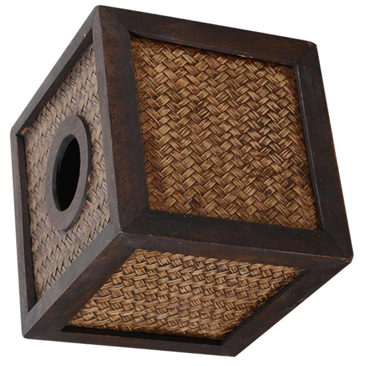 ABOOFAN Quadratische Handgewebte Taschentuchbox aus Natürlichem und Dekorativer Tissue Holder für Tisch Multifunktionaler Organizer Platzsparender Aufbewahrungskorb für Zuhause und Büro
