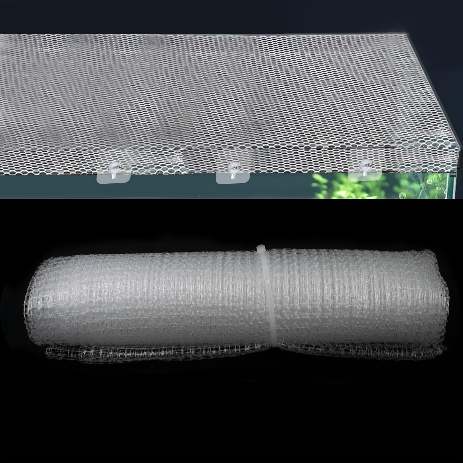 Couvercle Aquarium,Filet en Maille Transparente pour Aquarium,Plastique Grille de Protection Empêche Les Poissons de Sauter et Protège Contre Les Chats,1 x 2 m