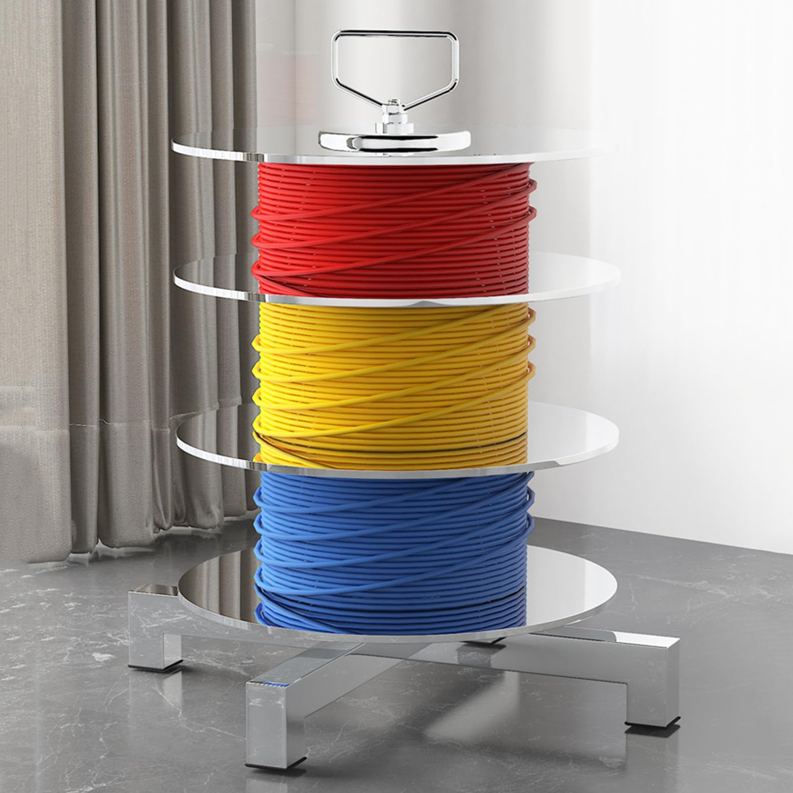 Portacarretes de Acero Inoxidable Para Cables Eléctricos，cargador de Cables de Varios Ejes Para Electricistas Profesionales，dispensador de Cables de Alta Resistencia Desenrollador de Cables Ajustabl