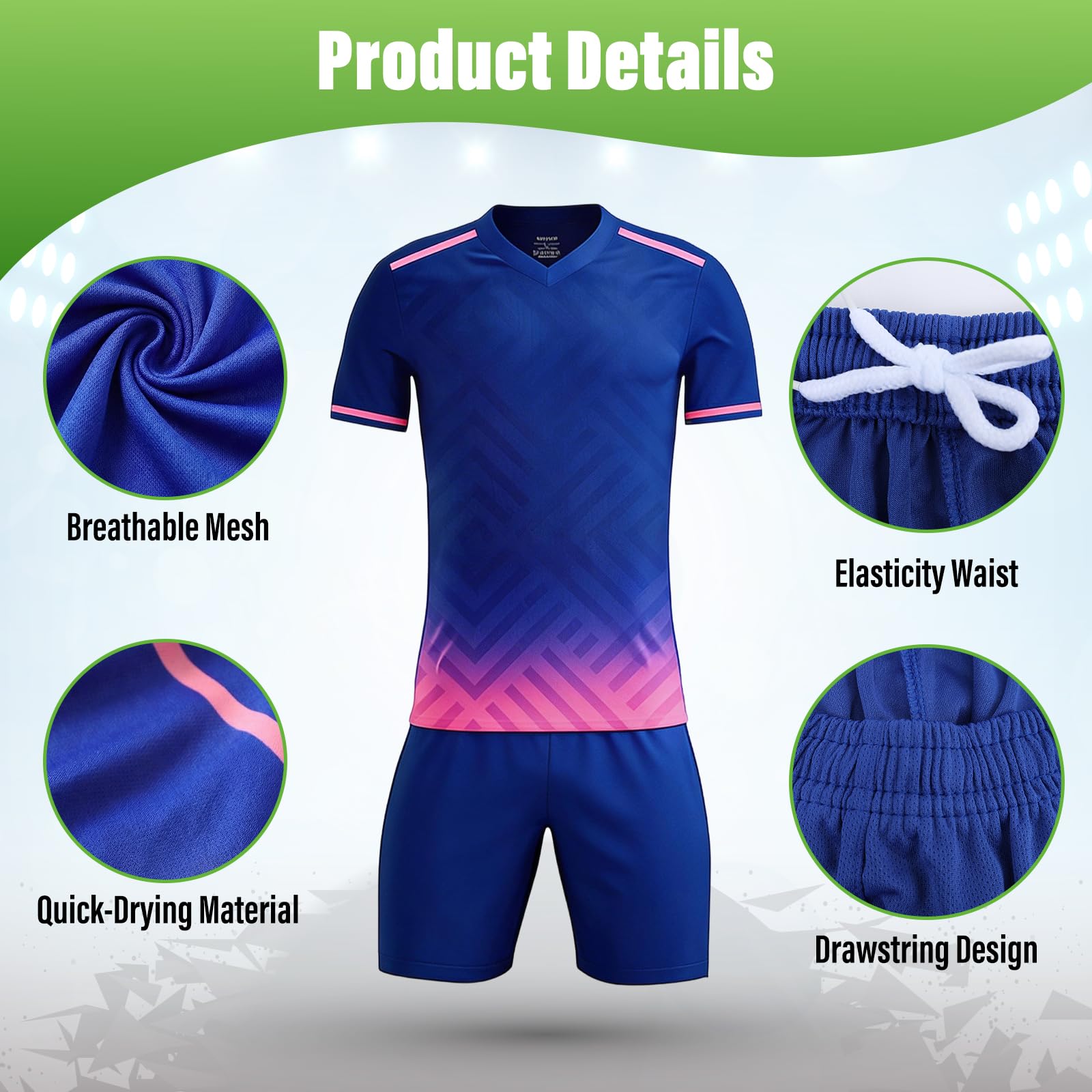 Maglia da calcio per bambini, set sportivo, per bambini, set da calcio e maglietta