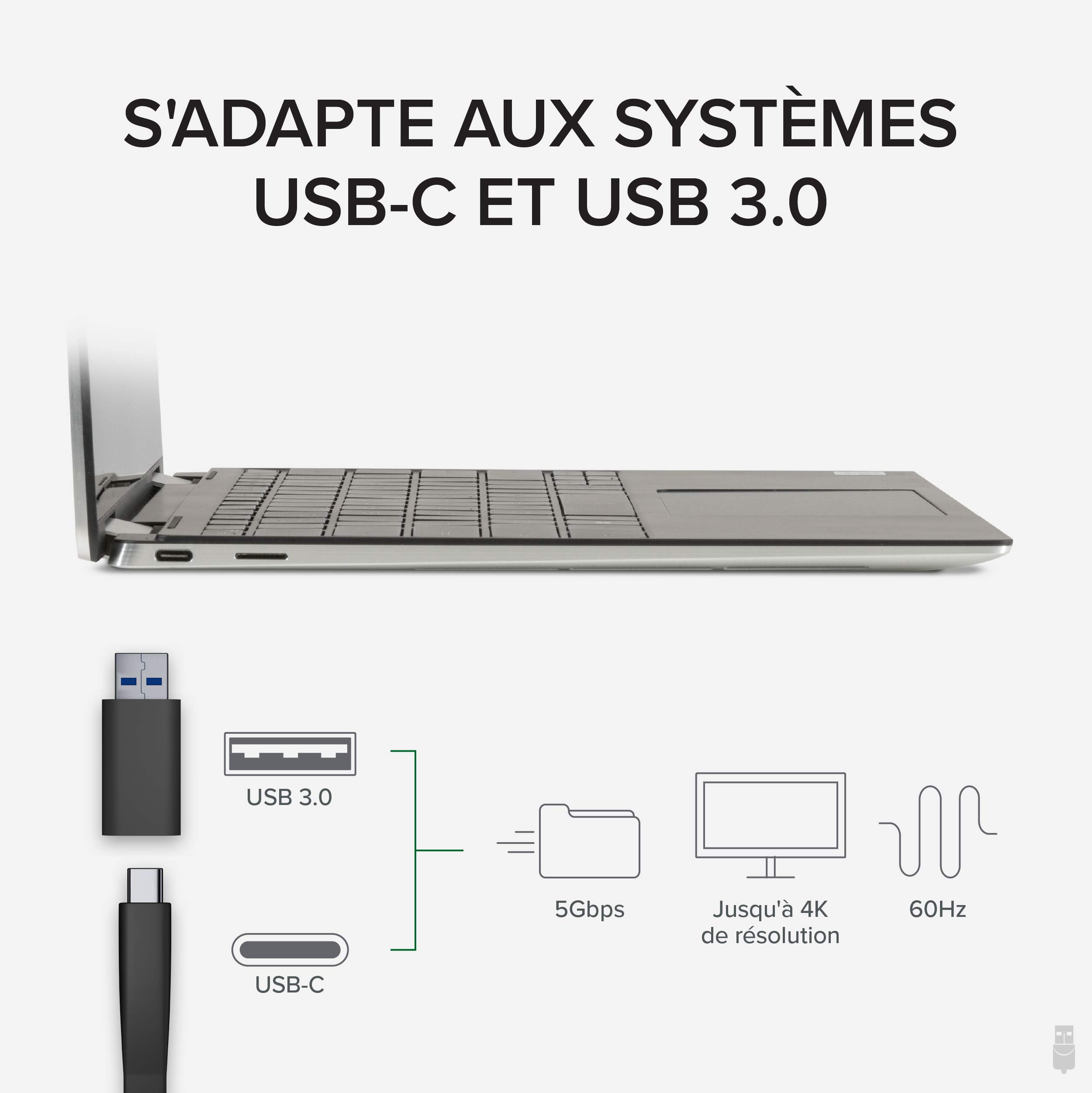 Plugable Adaptateur Double Moniteur 4K DisplayPort et HDMI pour USB 3.0 et USB-C, Compatible avec Windows