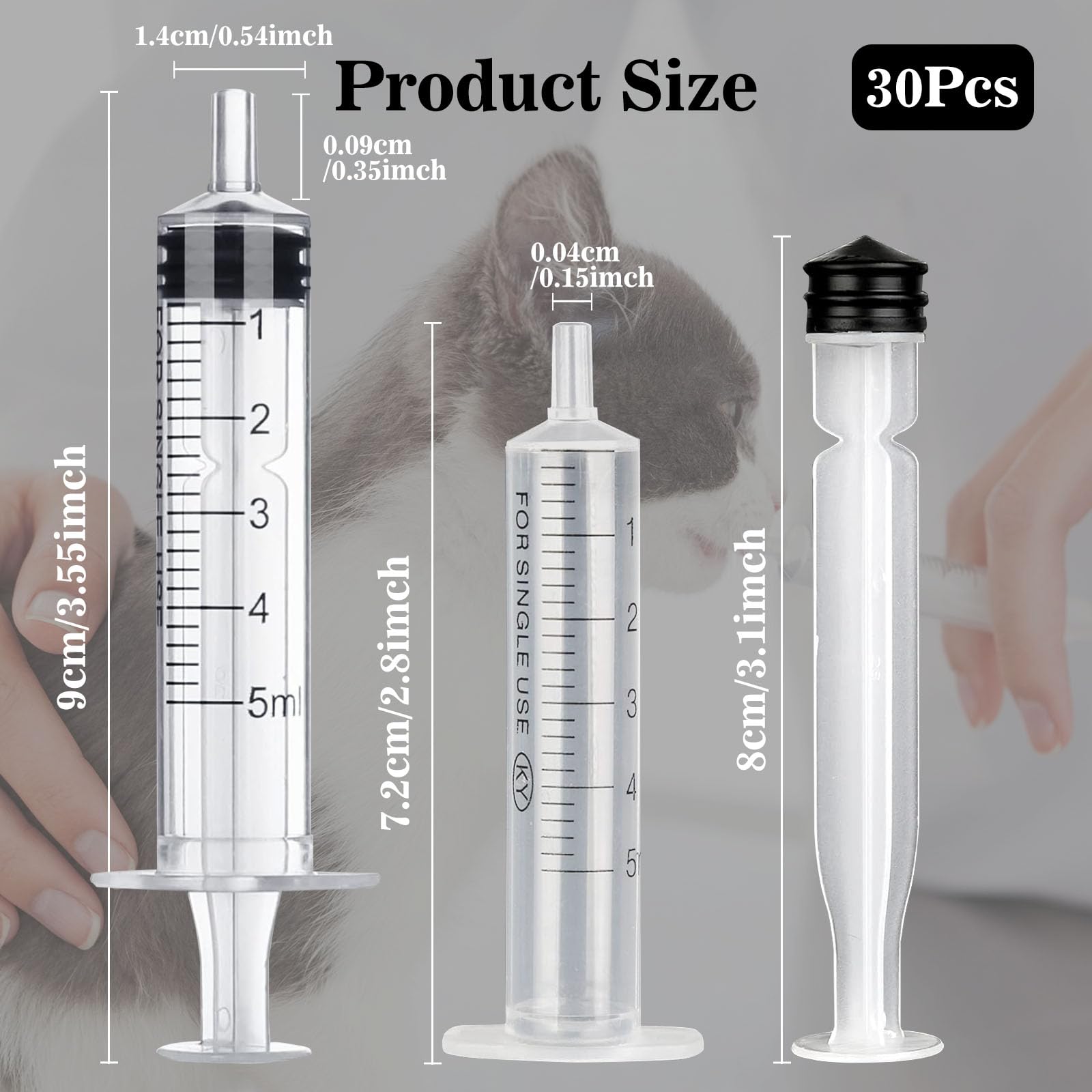 Mooshy 30 szt. 5 ml strzykawki plastikowe z pokrywką sterylna strzykawka bez igieł strzykawka dozująca w indywidualnym opakowaniu do karmy dla zwierząt laboratorium naukowe