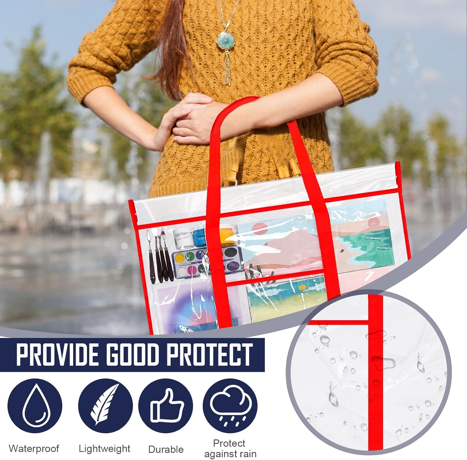 Huhumy 6 Pack Large Poster Storage Bag 29 x 31 Inch Art Portfolio Bag Bulletin Board Holder PVC Portfolio Case Transparent Art Organizer Folder Chart Container for Teacher Paper(Multicolor)