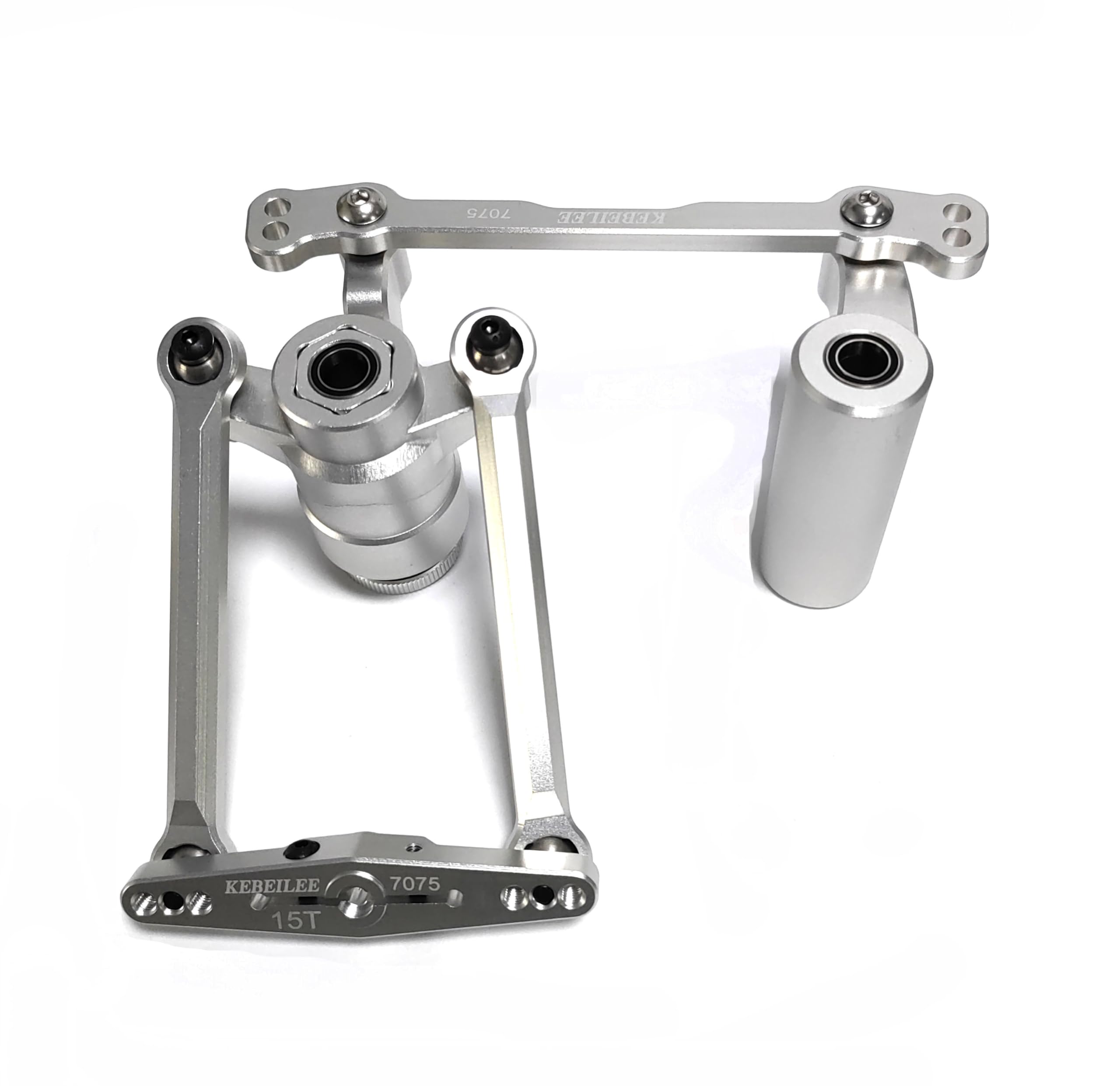 KEBEILEE CNC Alu7075 Sarvo Steering Bell Crank Kit for Losi DBXL E2.0 1/5 (Silver)
