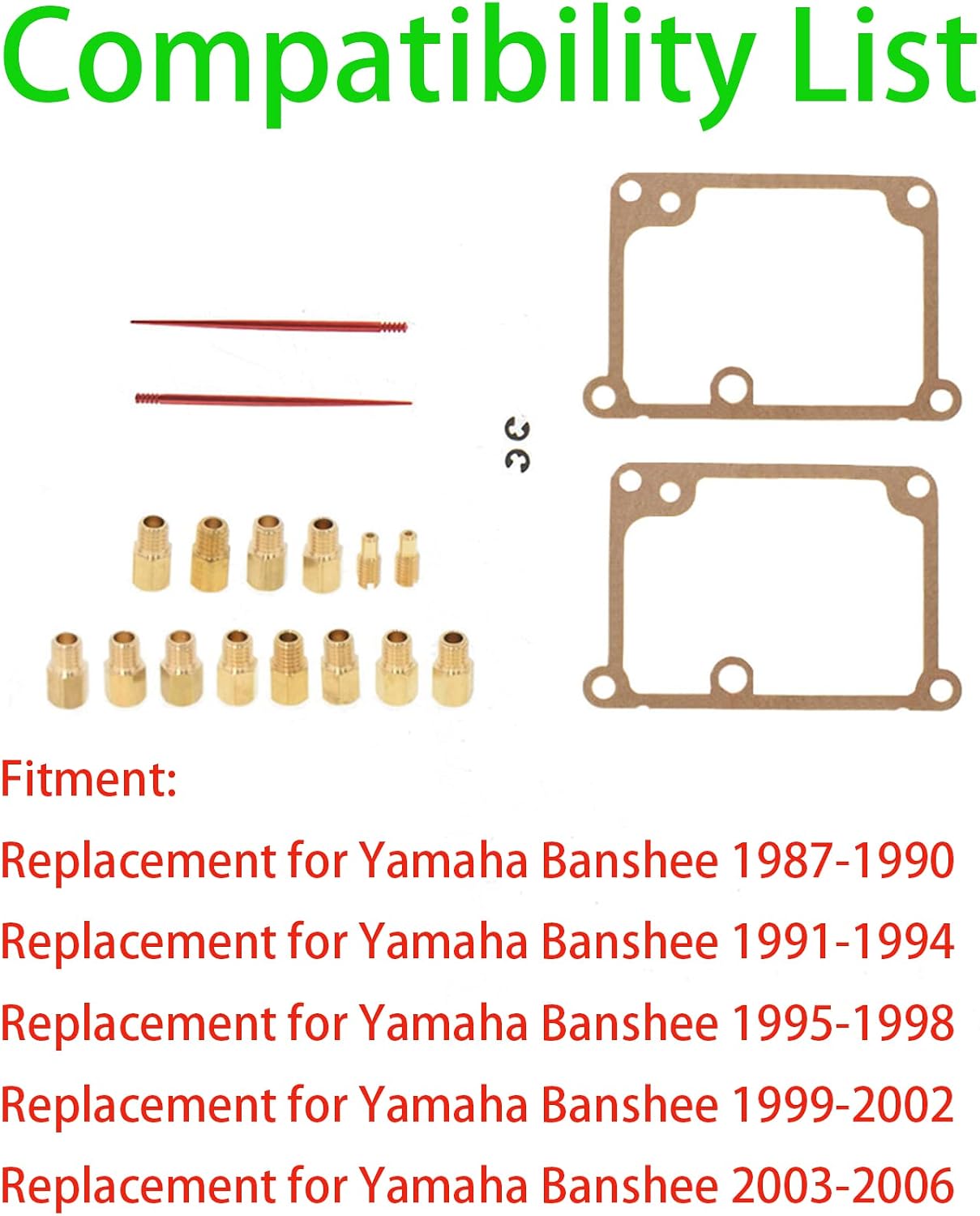 marddpair 12 Main Jets and 2 Pilot and 2 Needles Full Jet Kit Replacement for Yamaha Banshee 1987-2006
