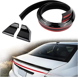 Aokdom 4.9 Ft Reflective Carbon Fiber Car Spoiler Wing - Universal Punch-Free Rear Trunk Spoiler Trim for SUVs, Trucks, Roof, Bumper (Black)