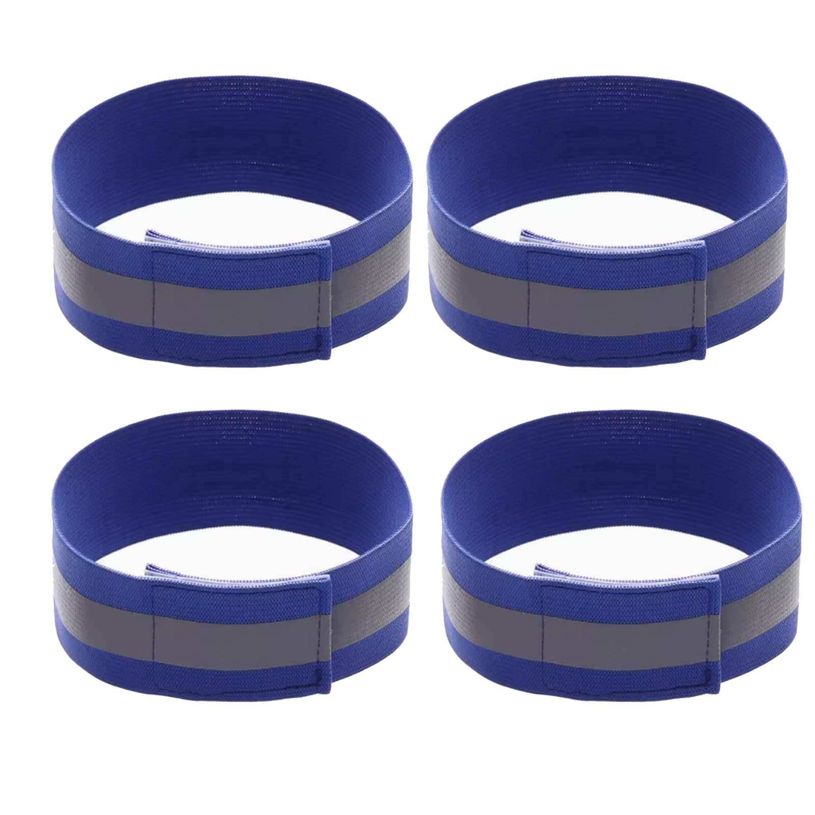 MACHSWON 4PCS Reflective Wrist Strap 4x1.5cm Safety Gear Reflective Wristbands High Visibility Bike Ankle Bands Reflector Armband Self-adhesive Reflective Bands for Walking,Night Sports Royal Blue