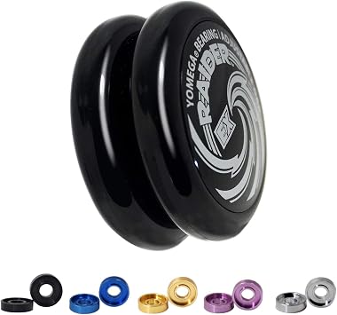 Yomega Raider Ex - Professional Responsive Ball Bearing yoyo, Great for Advanced String Tricks and Looping Play + 5 spacers + Extra 2 Strings Black