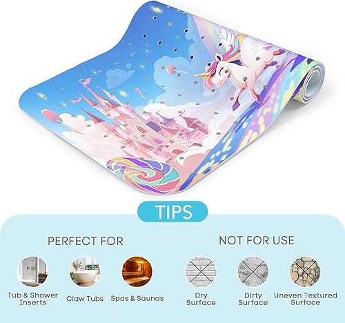 Miniatura 6 de Alfombra de baño para bebé antideslizante de 40 x 16 pulgadas, extra larga, antideslizante, con ventosas y agujeros de drenaje para baño, lavable a