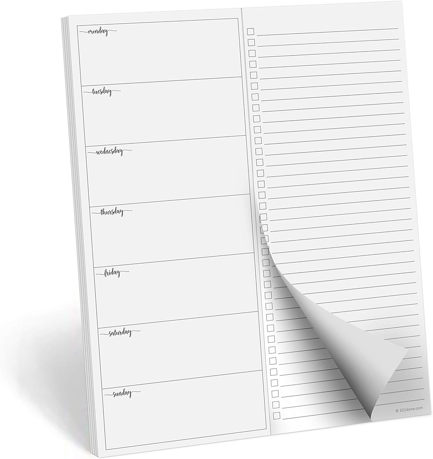 321Done Weekly Plan Magnetic Notepad Checklist to Do – Large Letter Size (8.5x11) to-Do Planner Inserts 50 Sheets Planning Memo Pad, Two Column Checklist Fridge Magnet - Monday Start, Made in USA