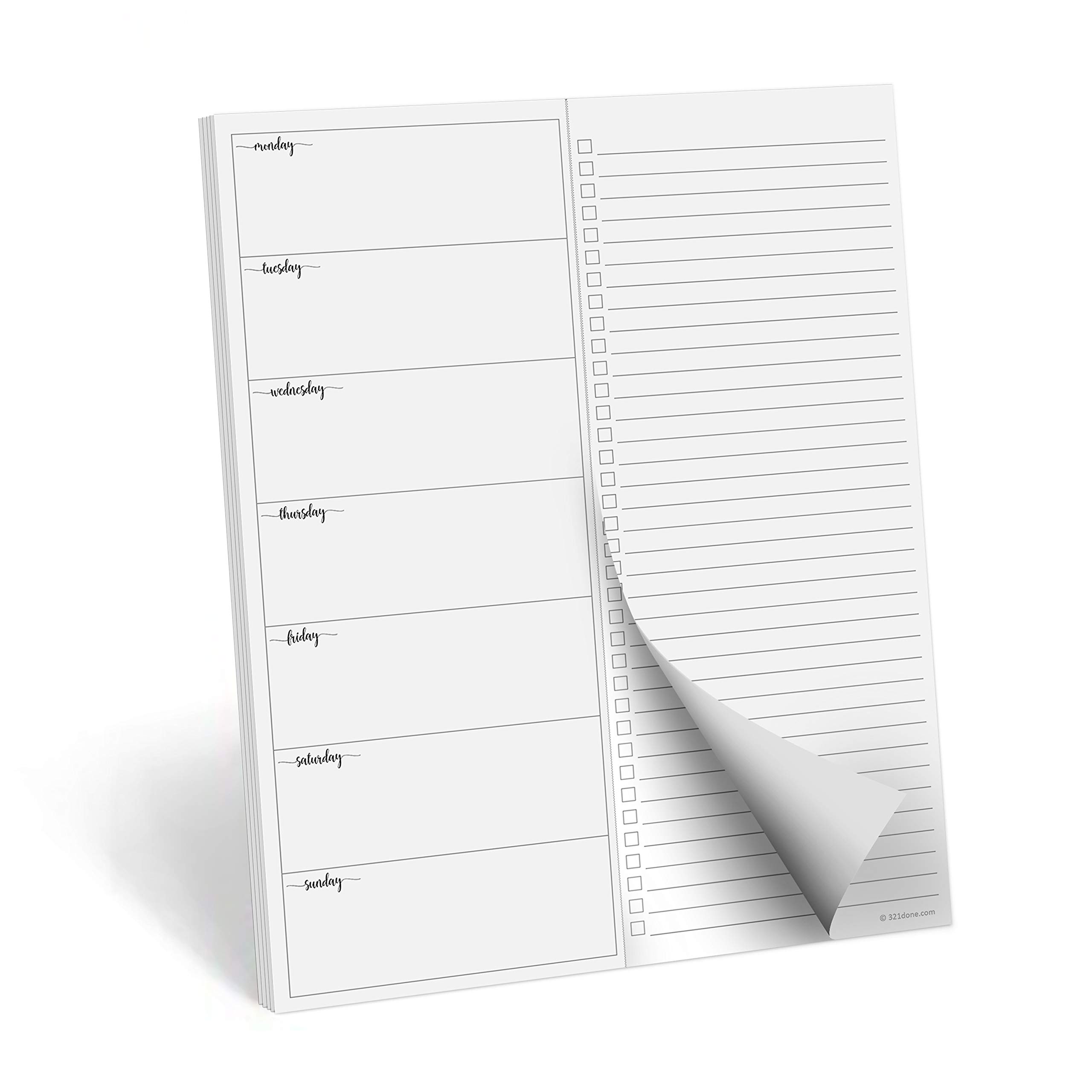 321Done Weekly Plan Magnetic Notepad Checklist to Do – Large Letter Size (8.5x11) to-Do Planner Inserts 50 Sheets Planning Memo Pad, Two Column Checklist Fridge Magnet - Monday Start, Made in USA