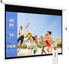 WASJOYE 120'Motorized Projector Screen Electric Diagonal Automatic Projection 16:9 8K HD Movies Screen for Home Theater Cinema Office Video Game Outdoor Indoor W/Remote Control and Wall/Ceiling Mount